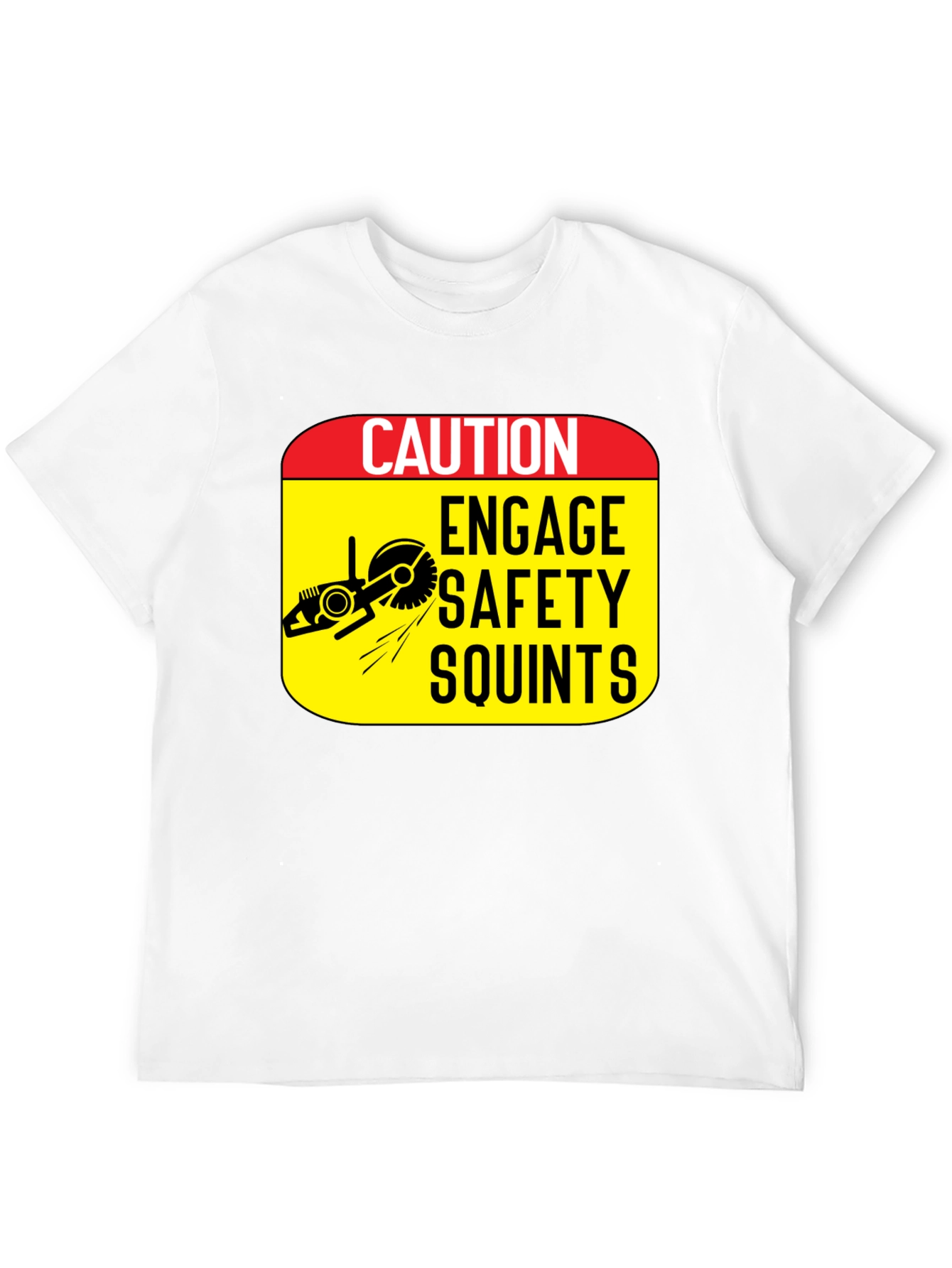 Black Caution Engage Safety Squints T-Shirt view 12
