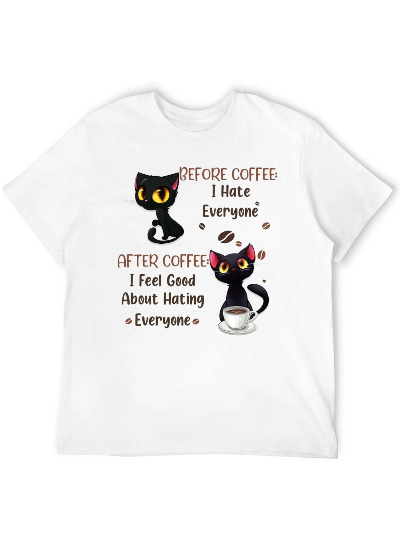 Black Coffee Cat T-Shirt - I Hate Everyone Funny Tee view 12