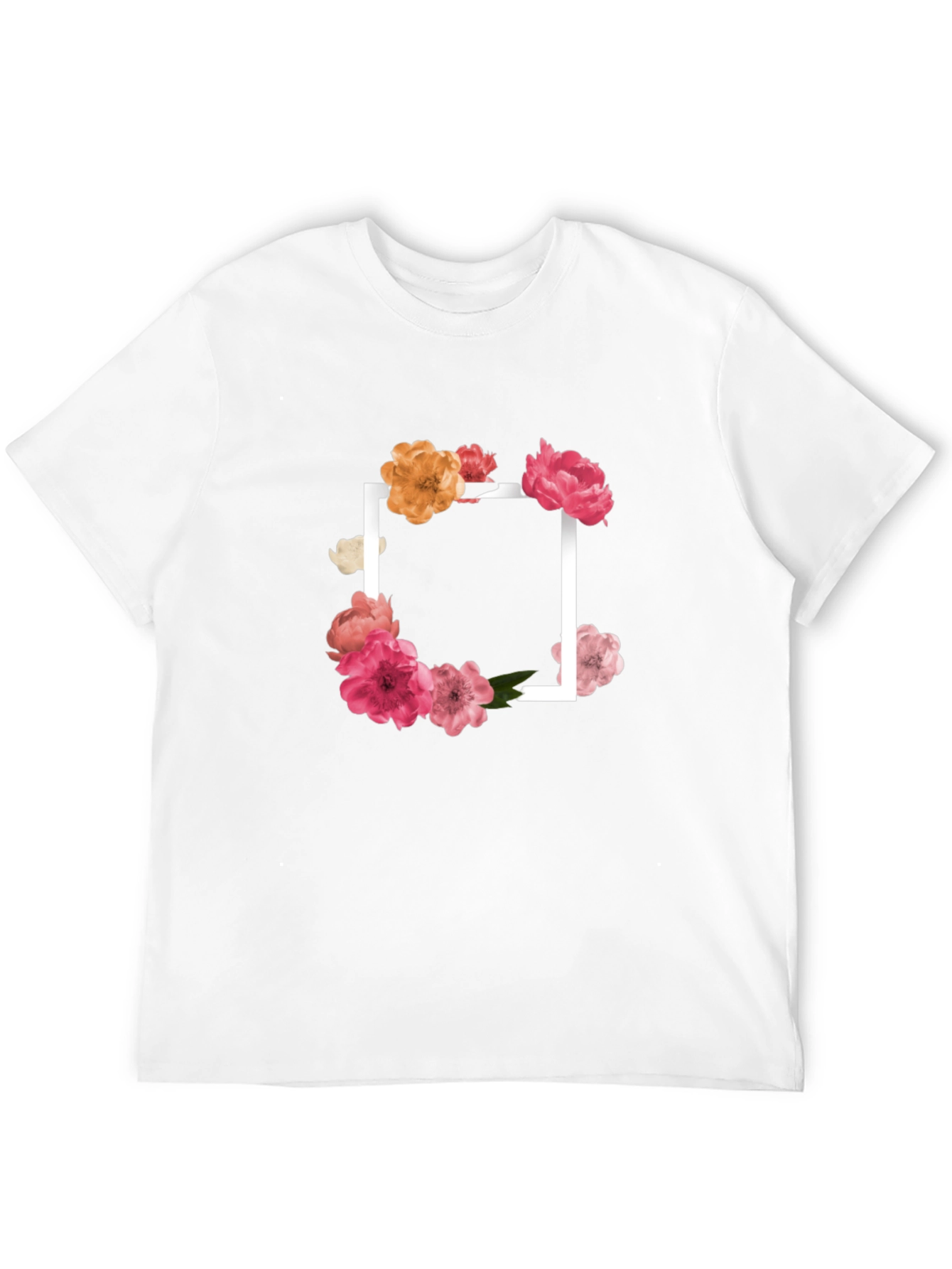 Black Floral Frame Black T-Shirt view 12