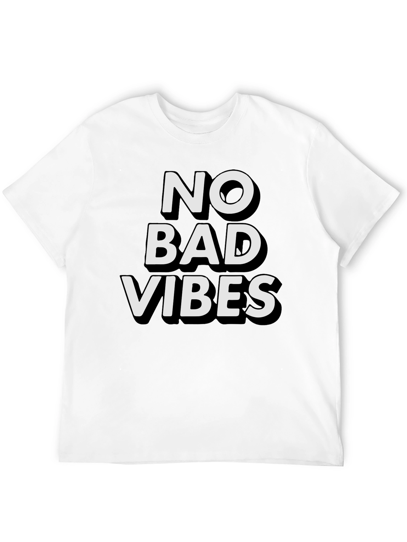 Black No Bad Vibes Graphic Tee - Black Casual T-Shirt view 12