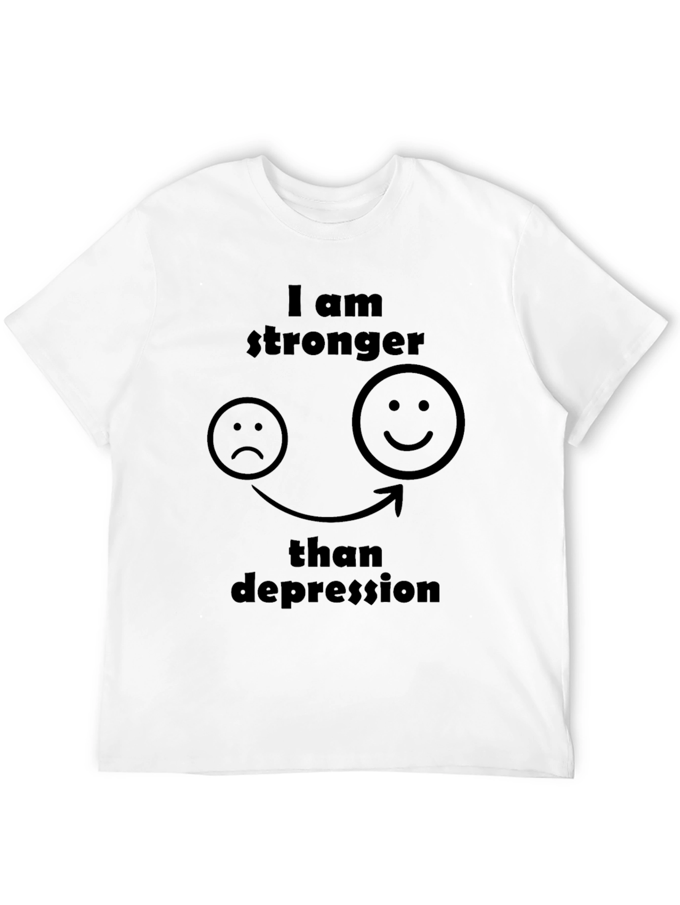 Black Stronger Than Depression Black Graphic T-Shirt view 12