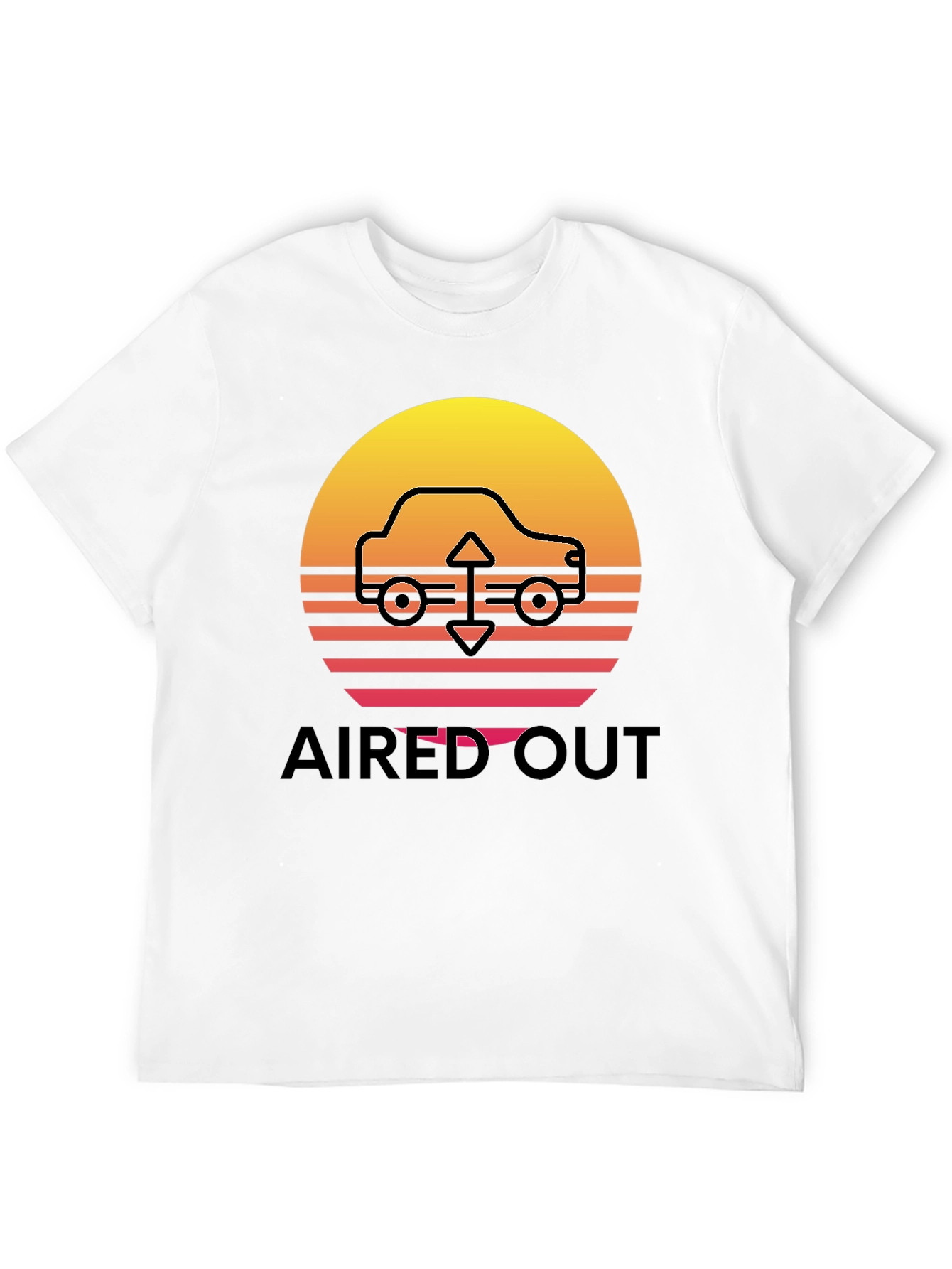 Black Aired Out Car Graphic Tee - Retro Sunset Design view 12