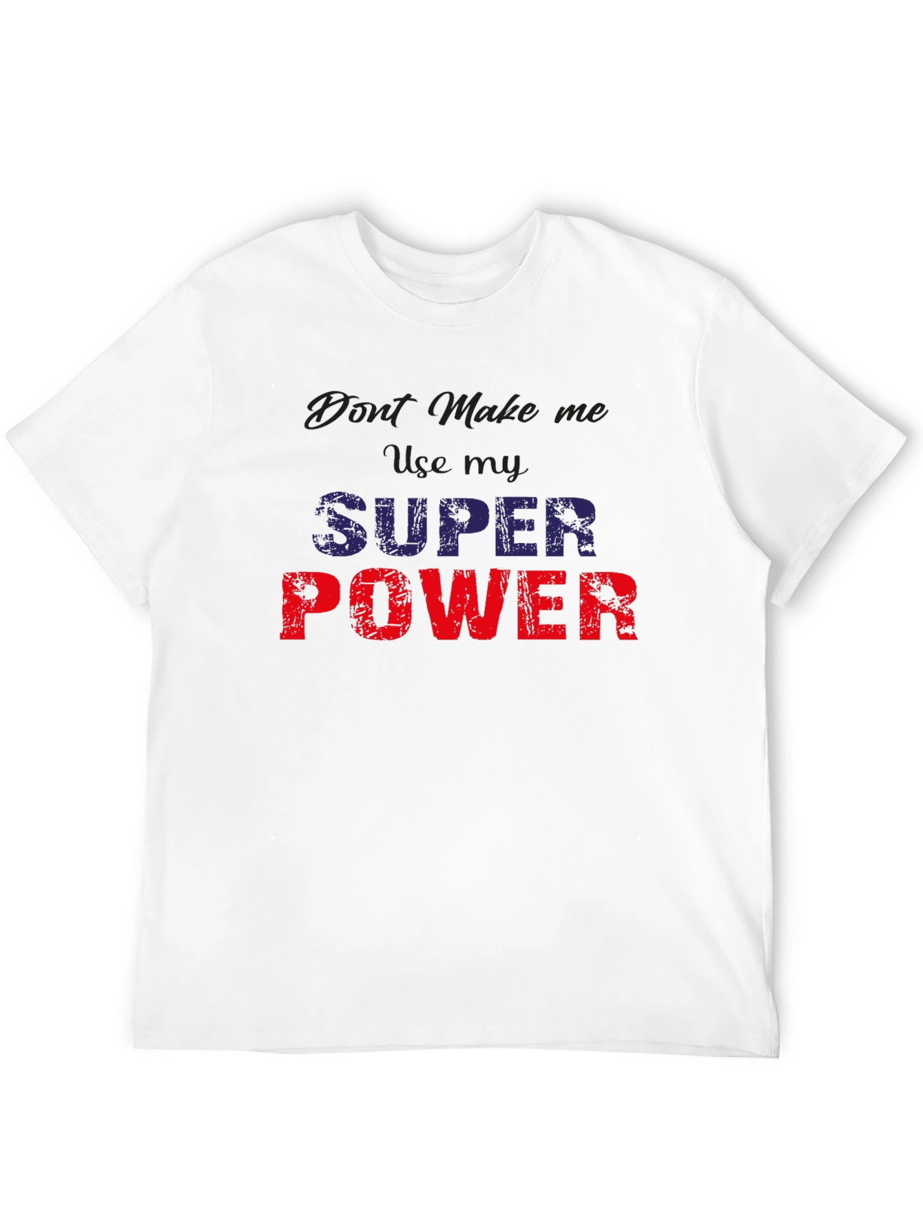 Black Super Power Graphic Tee - Funny Men's T-Shirt view 12