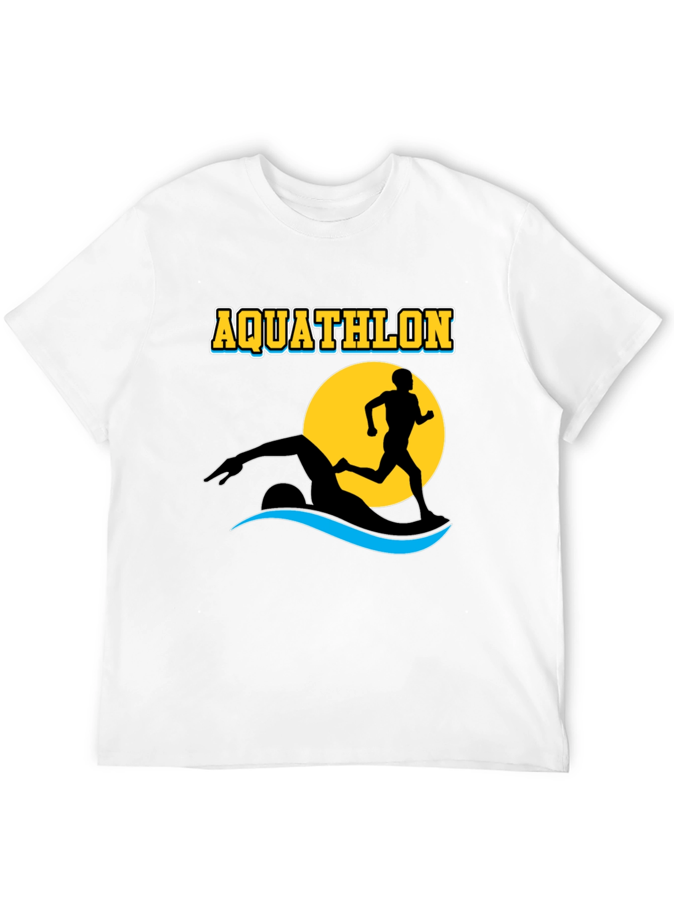 Black Aquathlon T-Shirt: Swim & Run Design view 12
