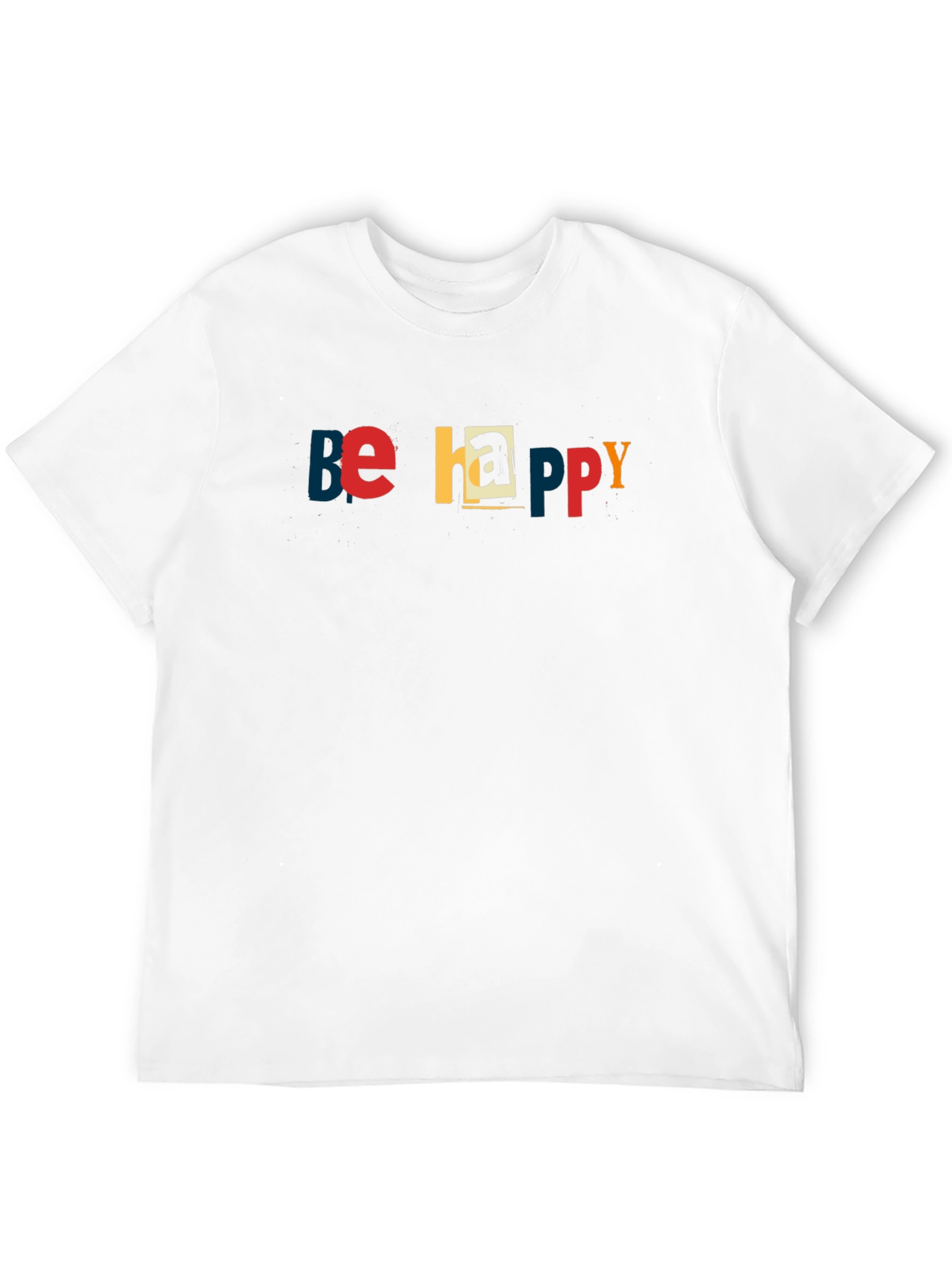 Black Be Happy Graphic Print Crew Neck T-Shirt view 12
