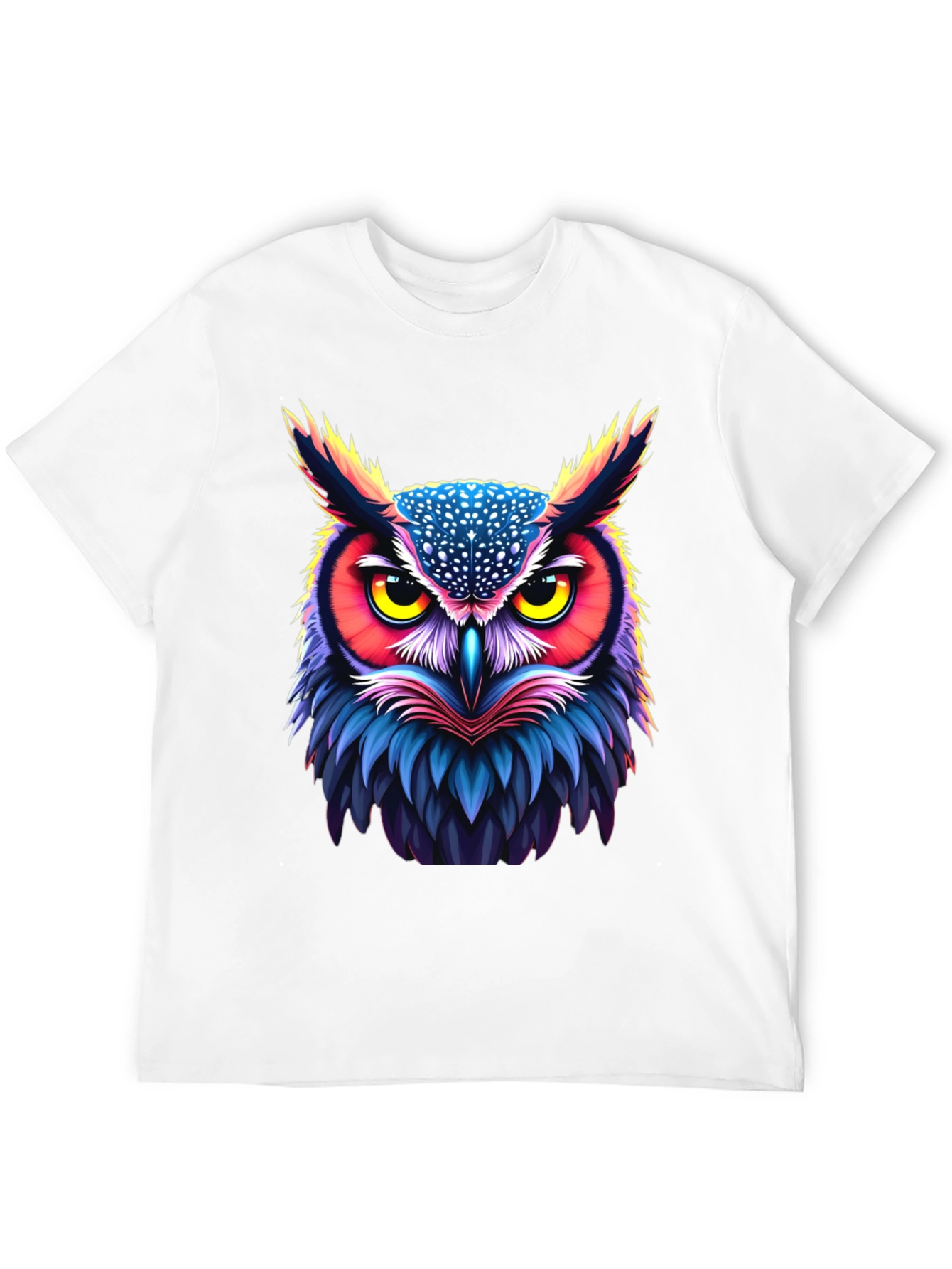 Black Vibrant Owl Graphic Tee - Unisex Black T-Shirt view 12
