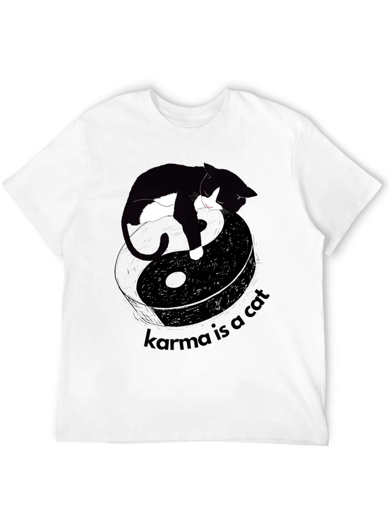 Black Karma is a Cat Graphic Tee - Unisex Black T-Shirt view 12