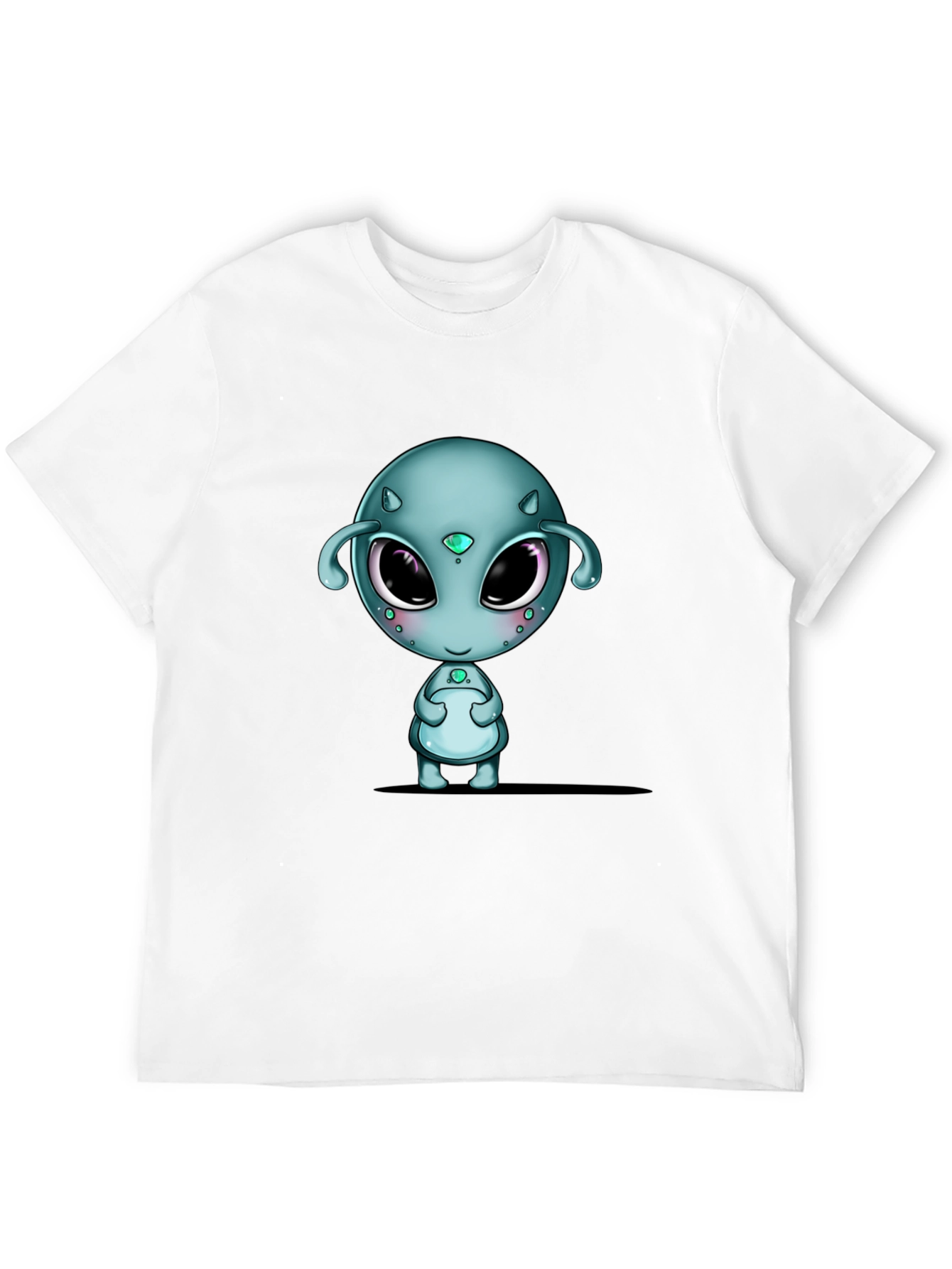 Black Cute Alien Graphic Black T-Shirt view 12