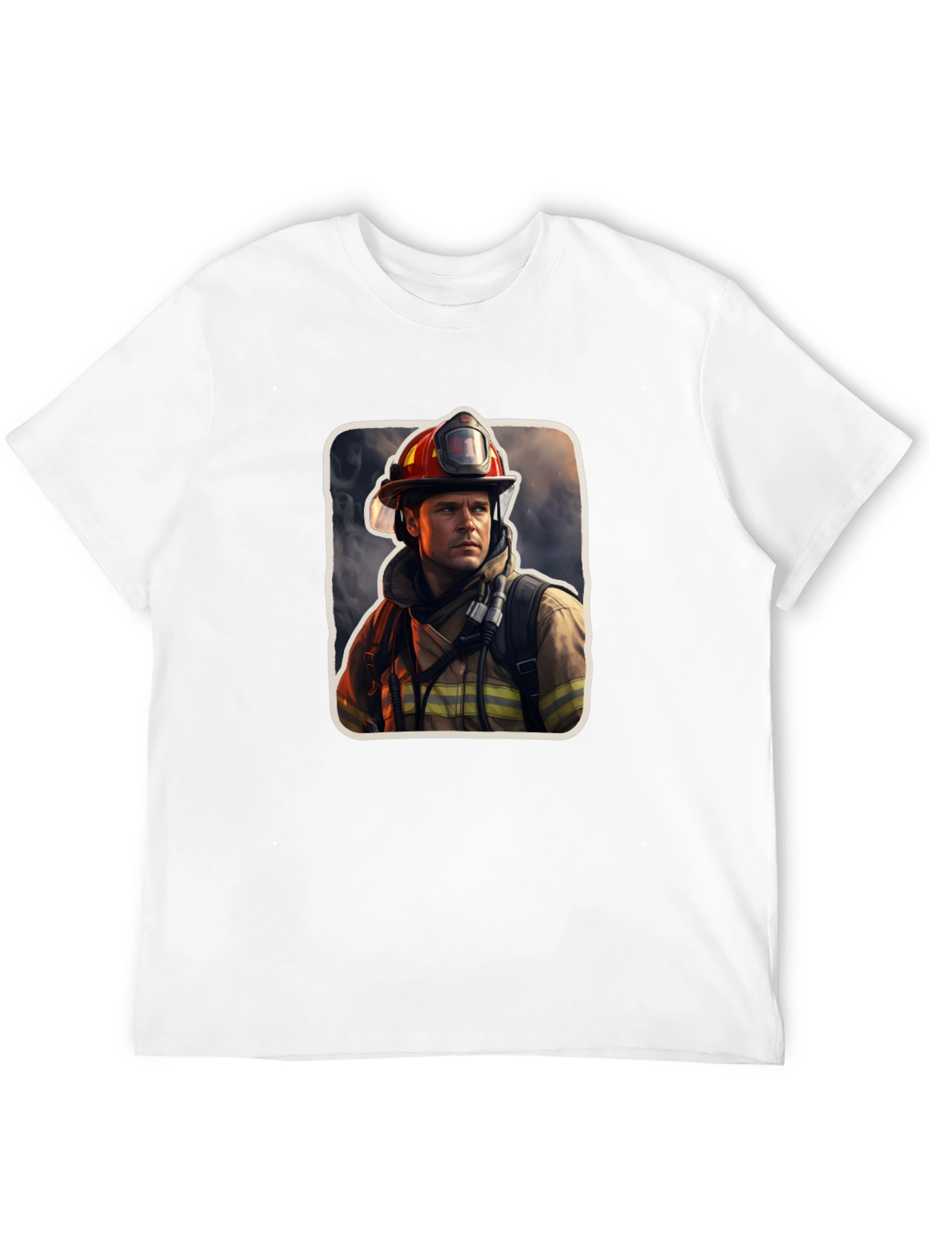 Black Firefighter Graphic Tee - Premium Black Cotton T-Shirt view 12