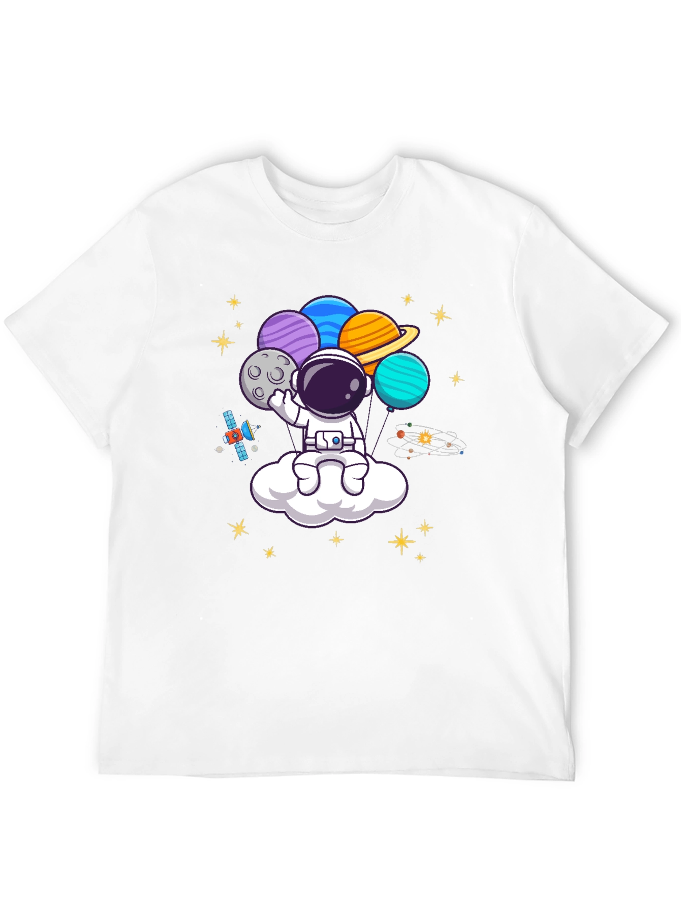 Black Astronaut Planet Balloons Graphic Tee - Black view 12