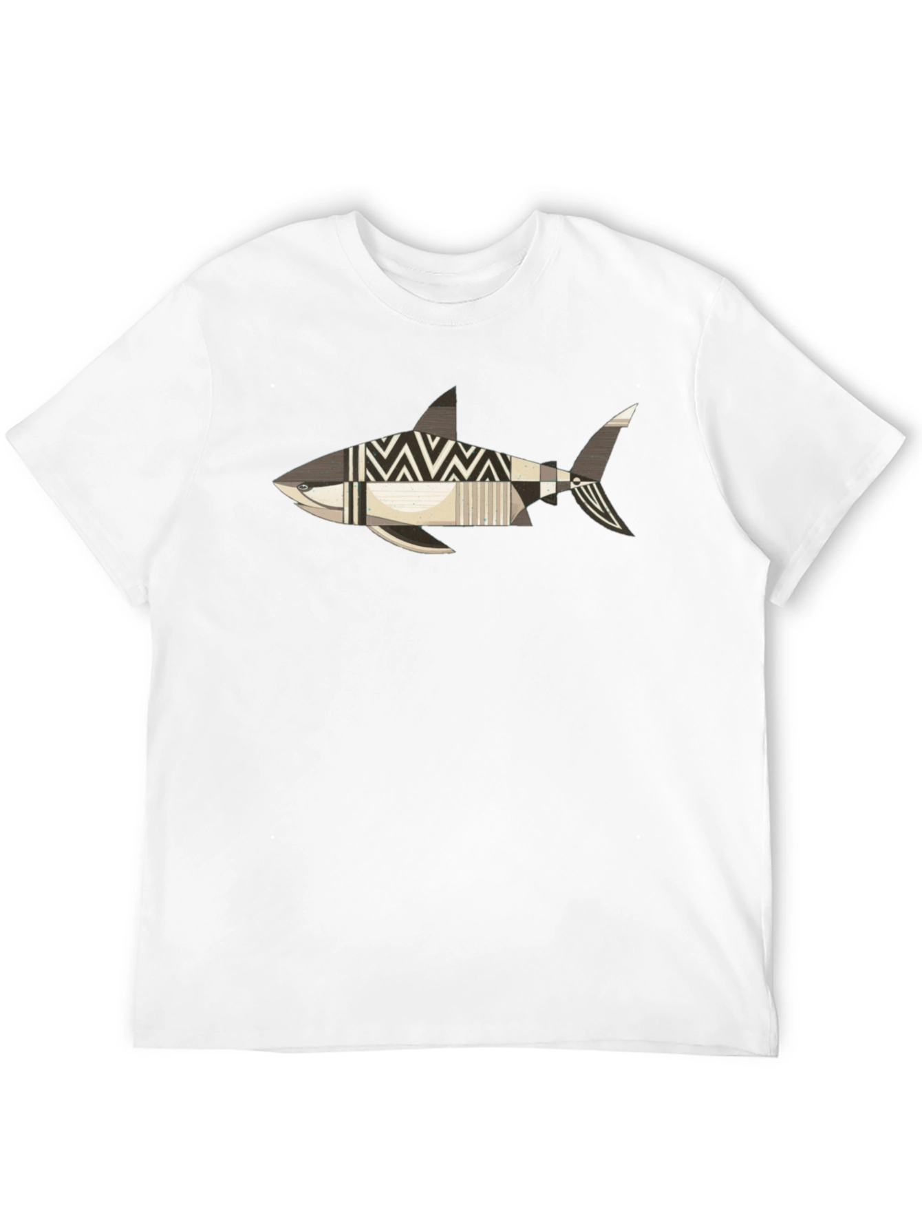 Black Abstract Shark Graphic Print T-Shirt view 12