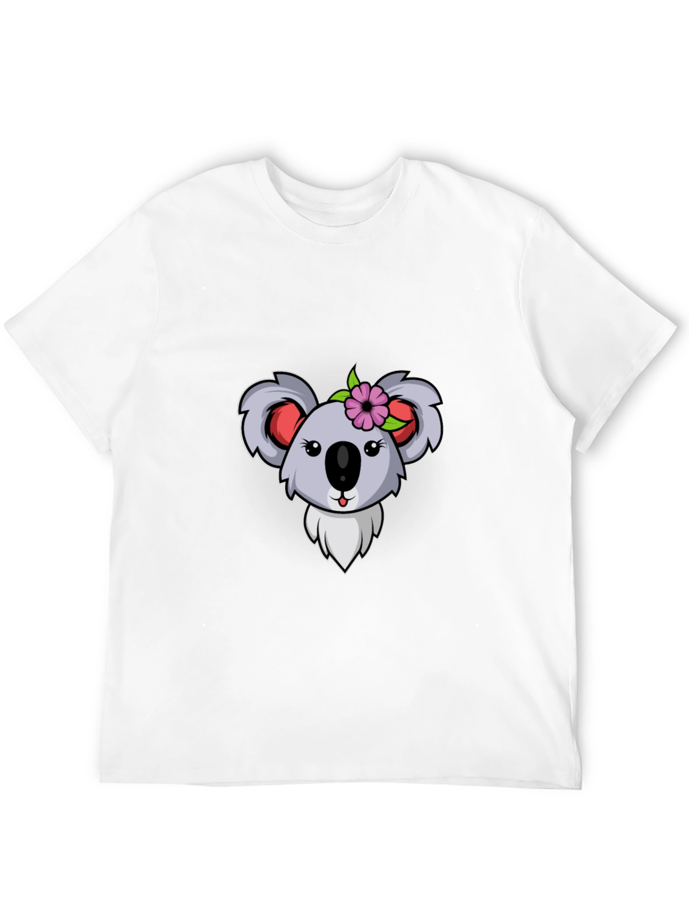 Koala Flower Graphic Tee - Black Cotton T-Shirt - 12