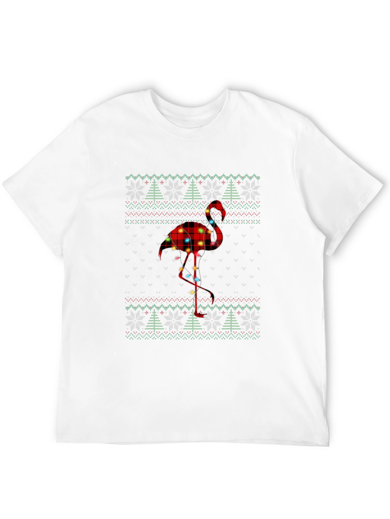 Black Festive Flamingo Christmas T-Shirt view 12