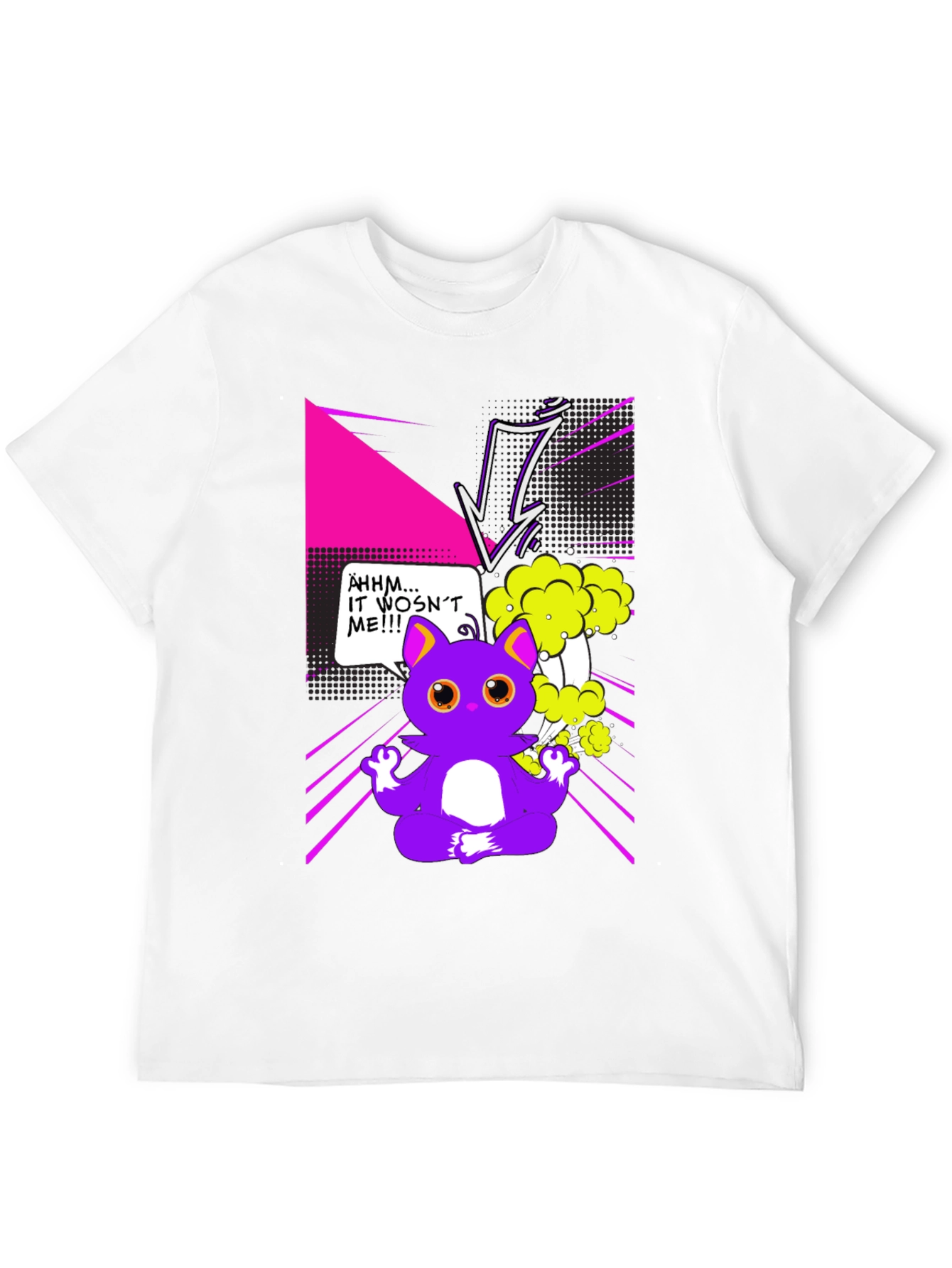 Black Funny Cartoon Cat Graphic T-Shirt view 12
