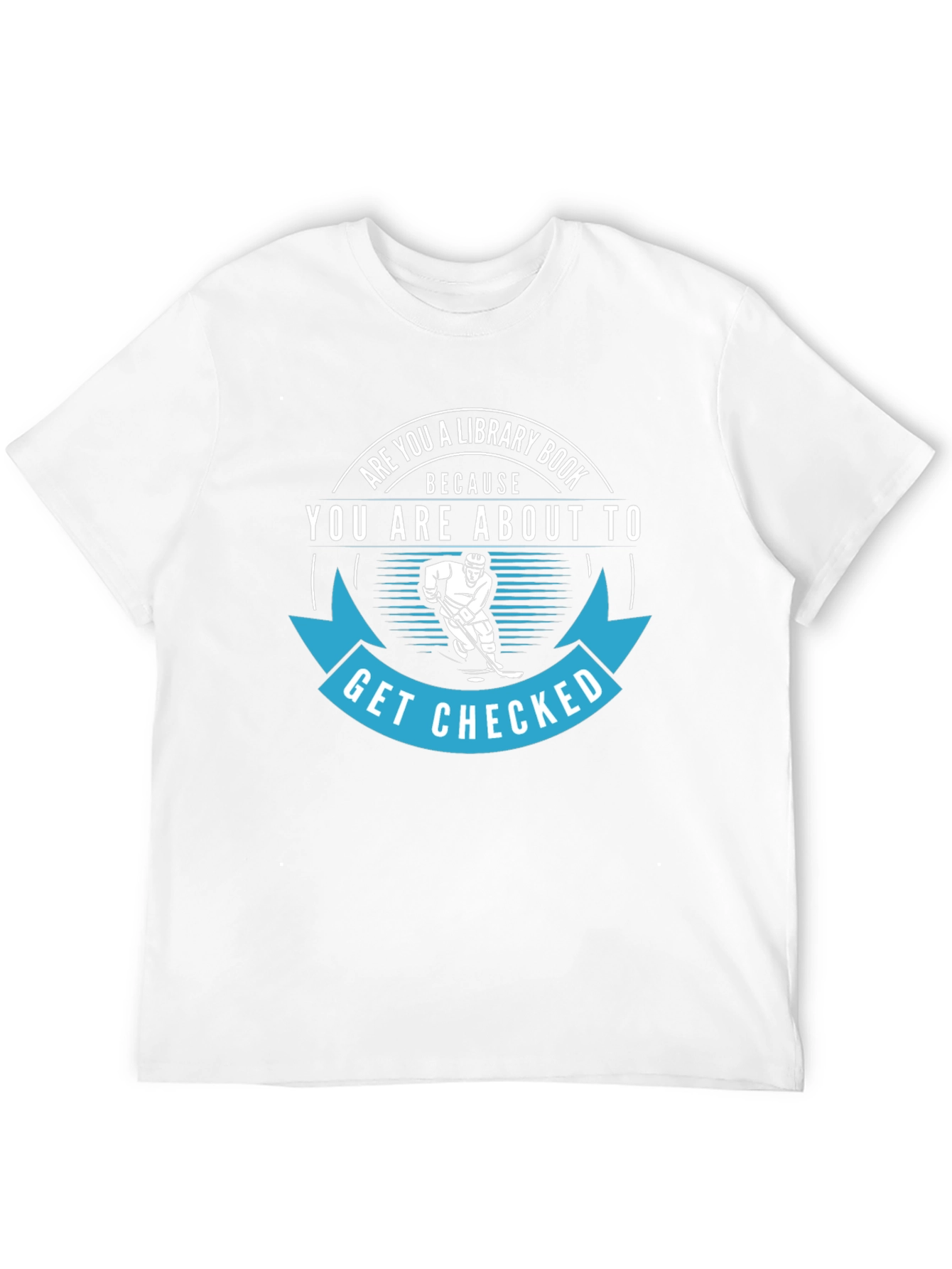 Black Funny Hockey T-Shirt: Library Book, Get Checked view 12