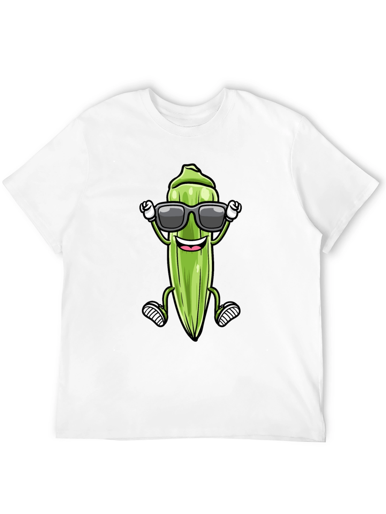 Black Cool Okra Cartoon T-Shirt view 12