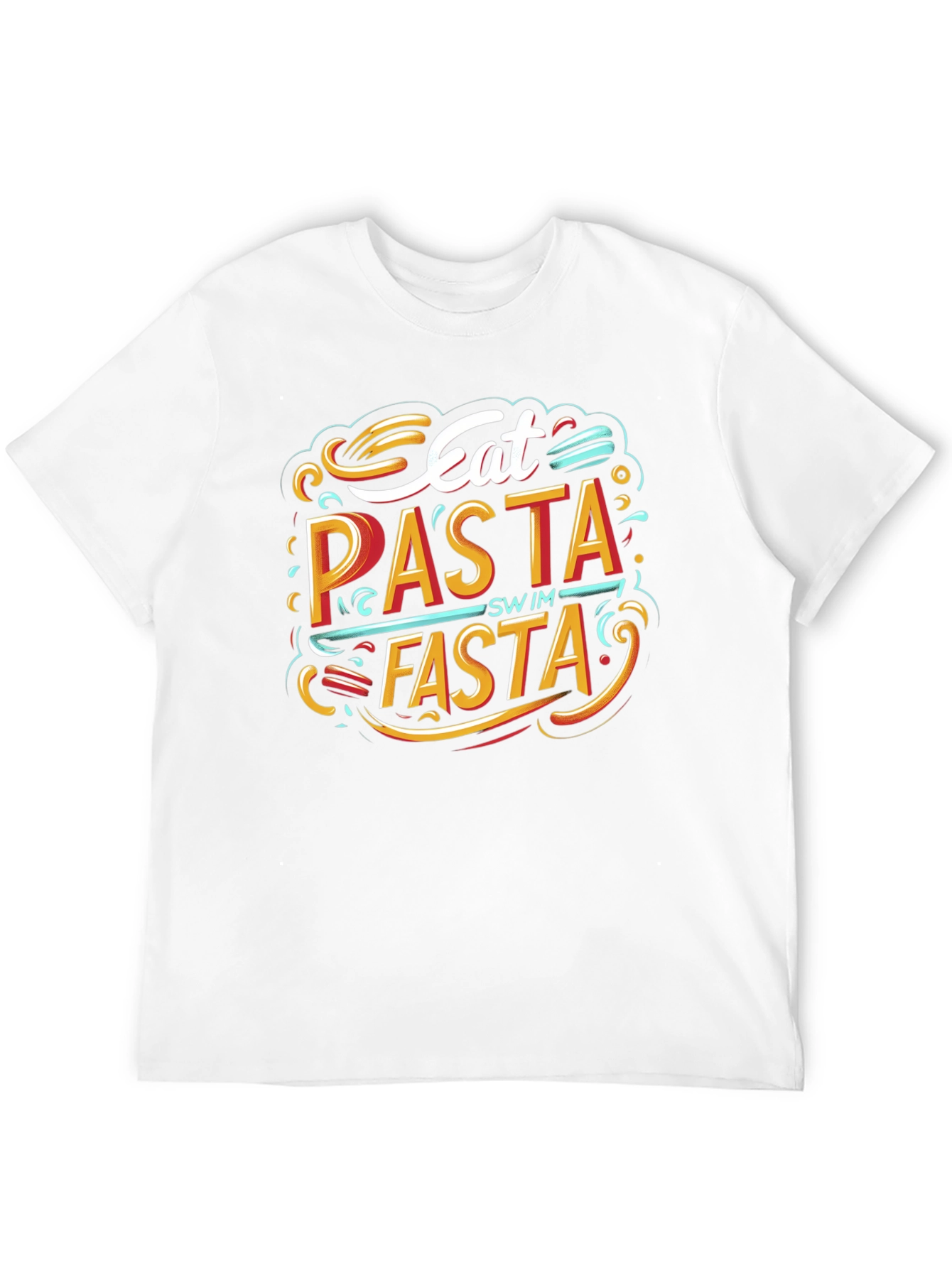 Black Eat Pasta Swim Fasta Graphic T-Shirt view 12