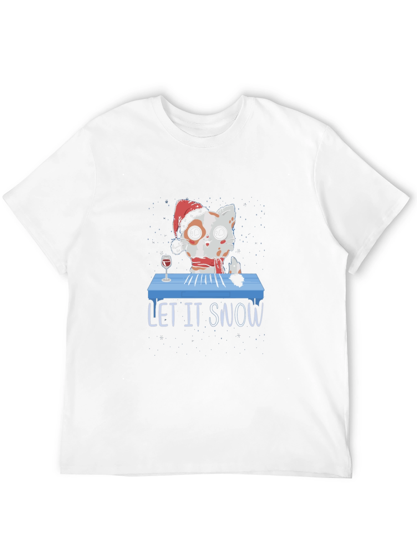 Black Let It Snow Funny Christmas Cat T-Shirt view 12