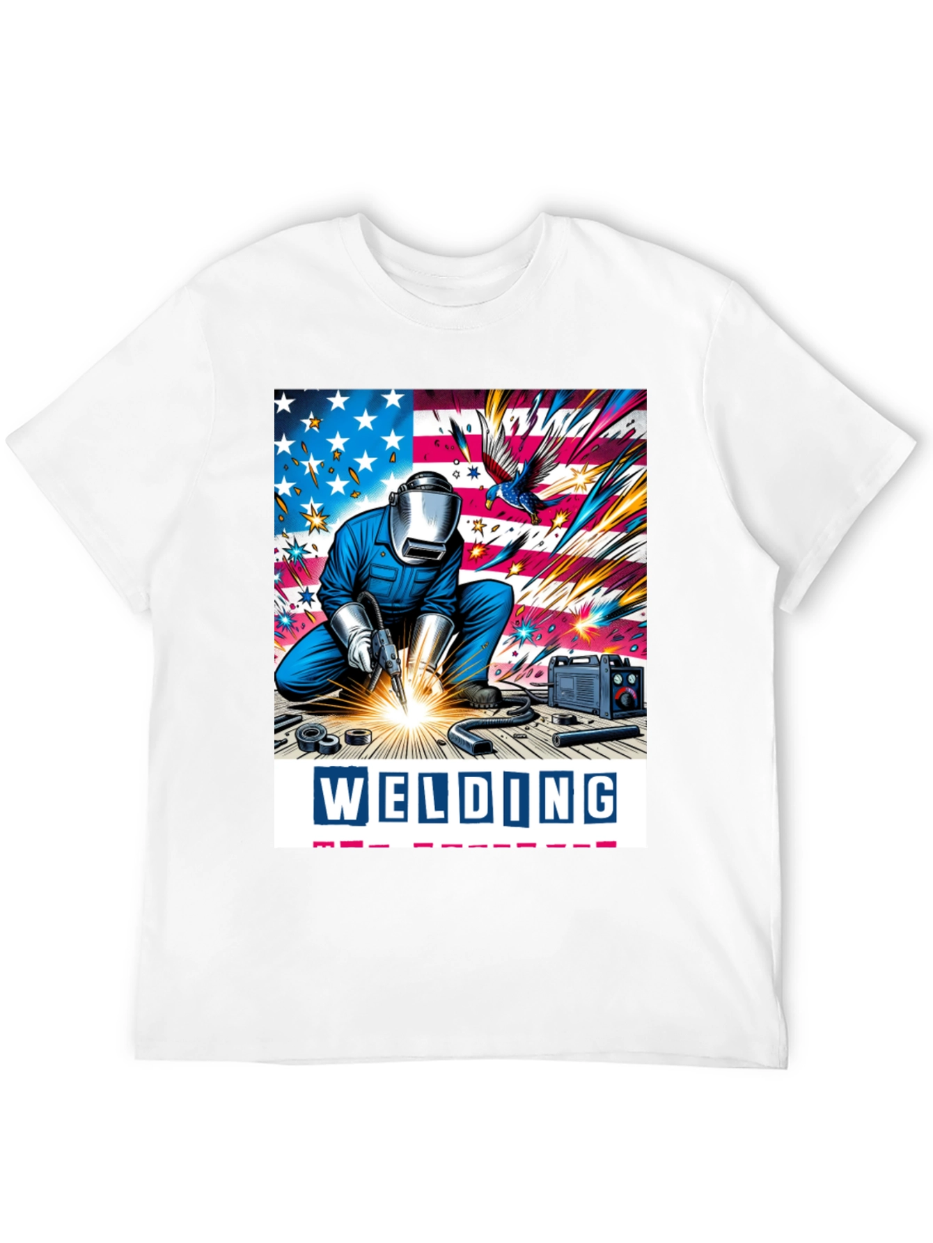 Black Welding American Flag Graphic Tee view 12
