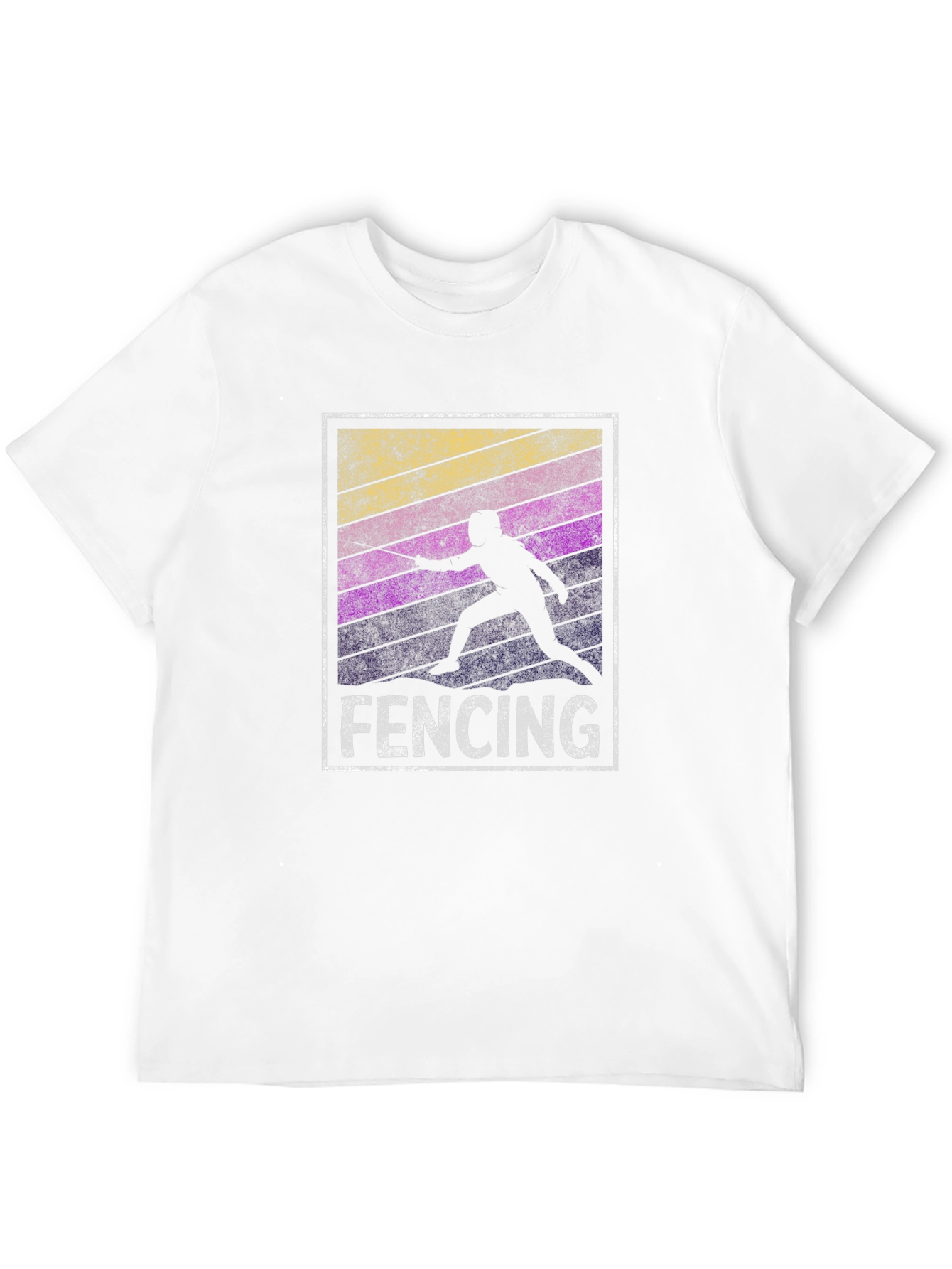 Black Fencing Silhouette T-Shirt - Retro Style view 12