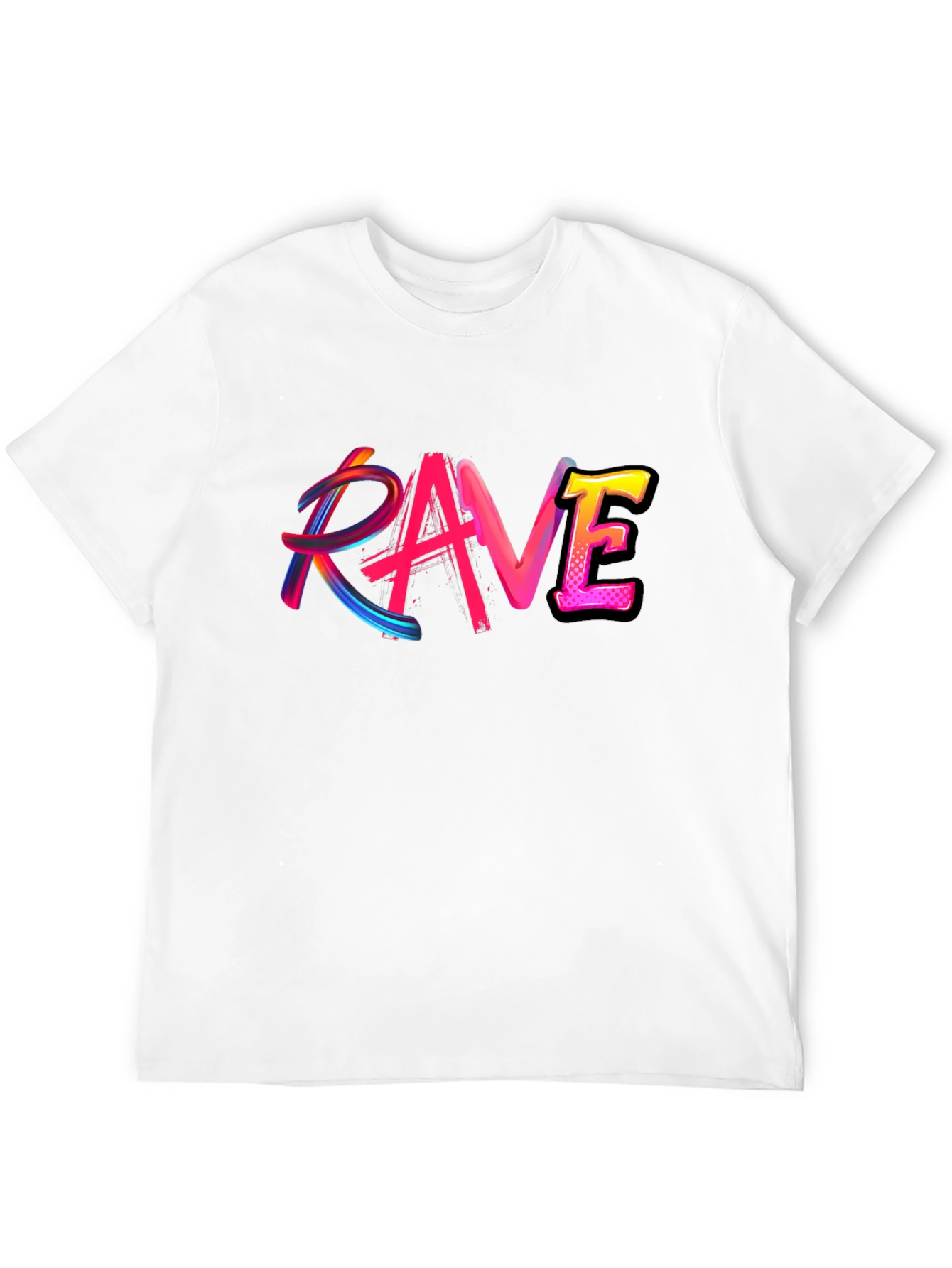 Black Rave Graphic Black T-Shirt Funky Party Tee view 12
