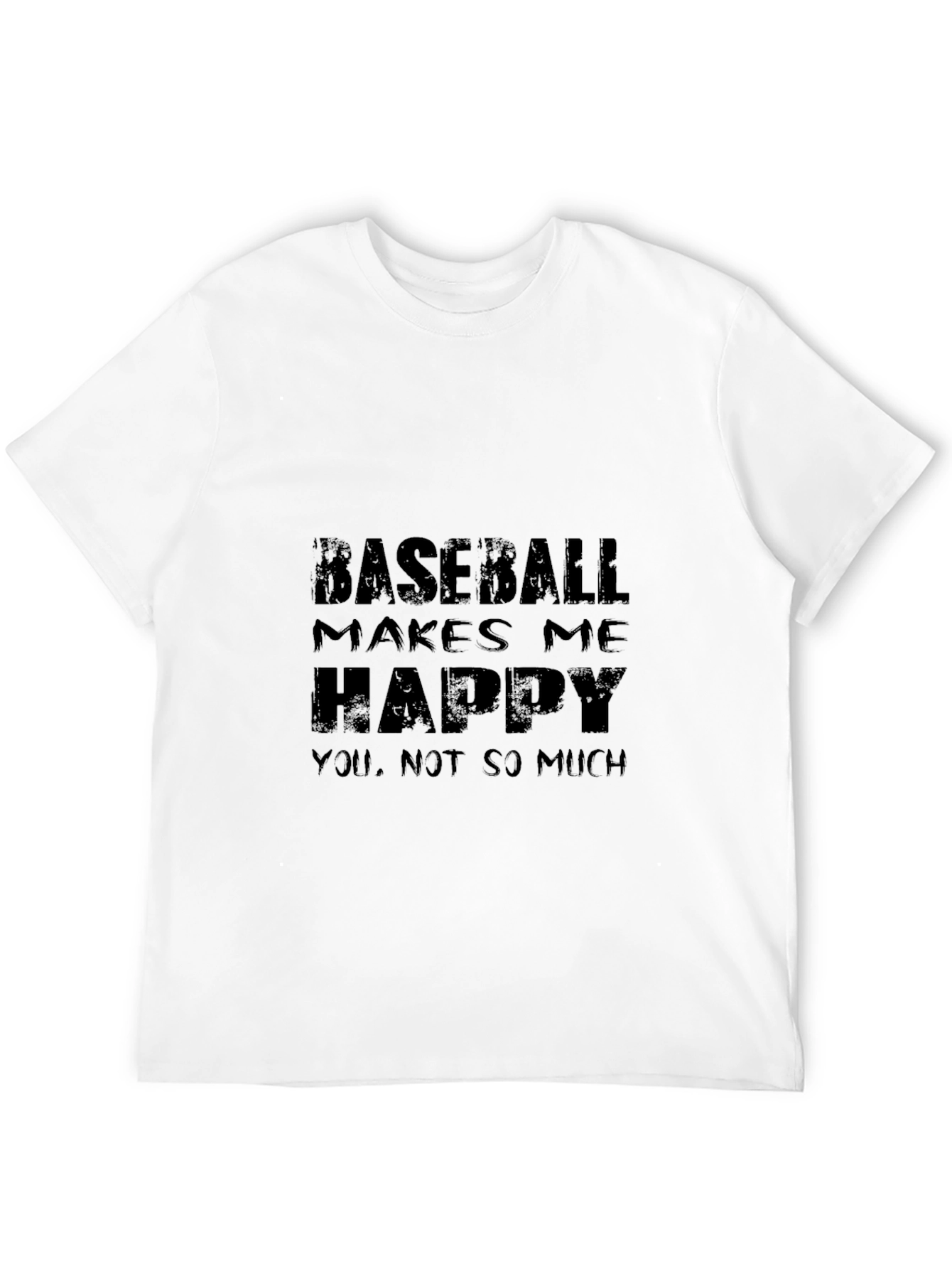 Black Baseball Makes Me Happy T-Shirt - Funny Slogan Tee view 12