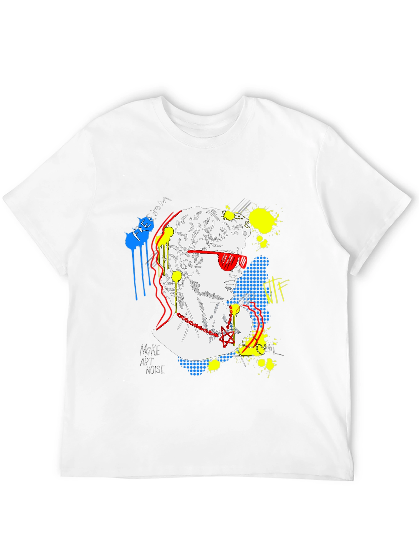 Black Pop Art David Graphic Tee - Unisex Black T-Shirt view 12