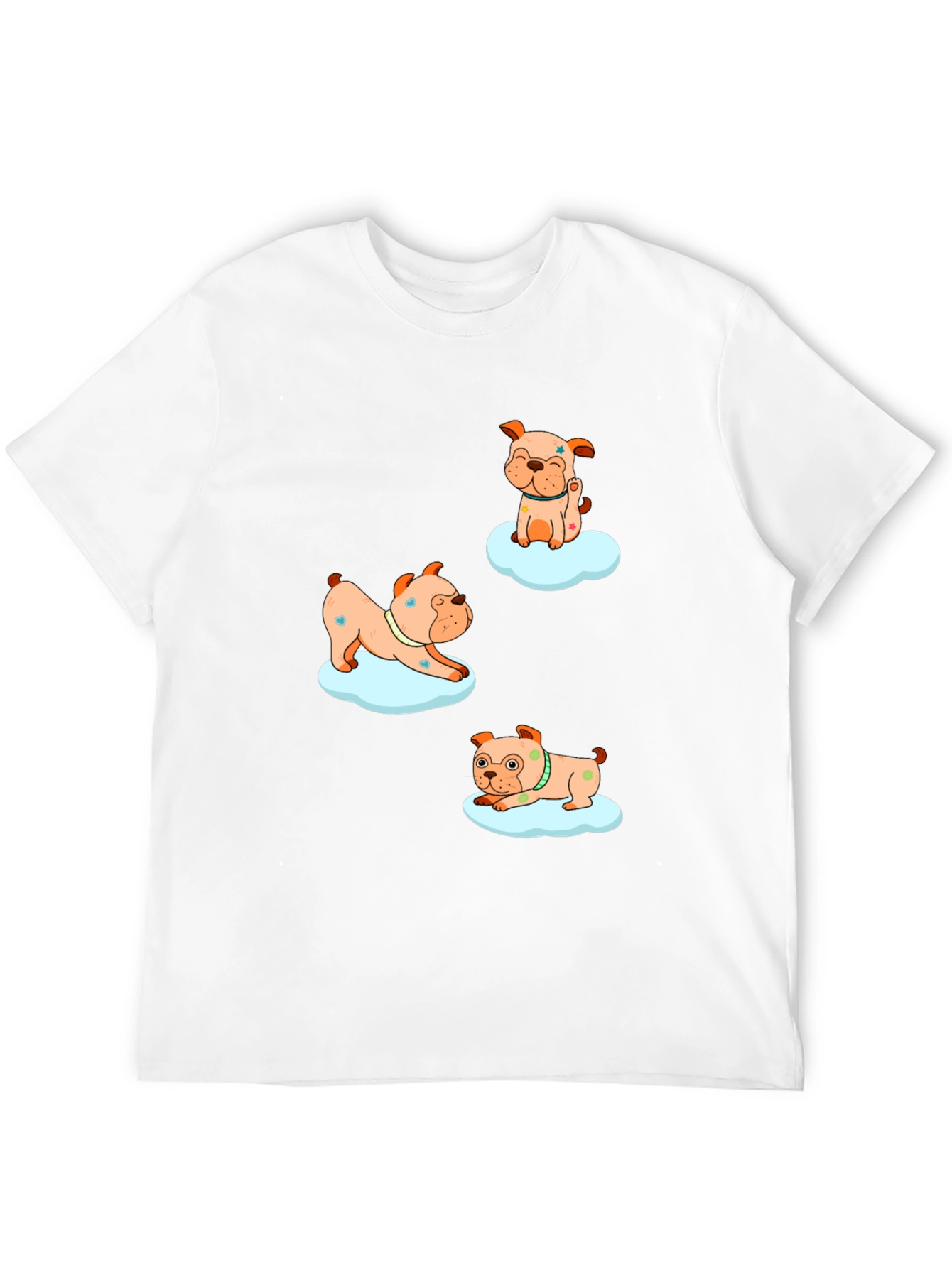 Black Cute Bulldog Cloud Print Black T-Shirt view 12