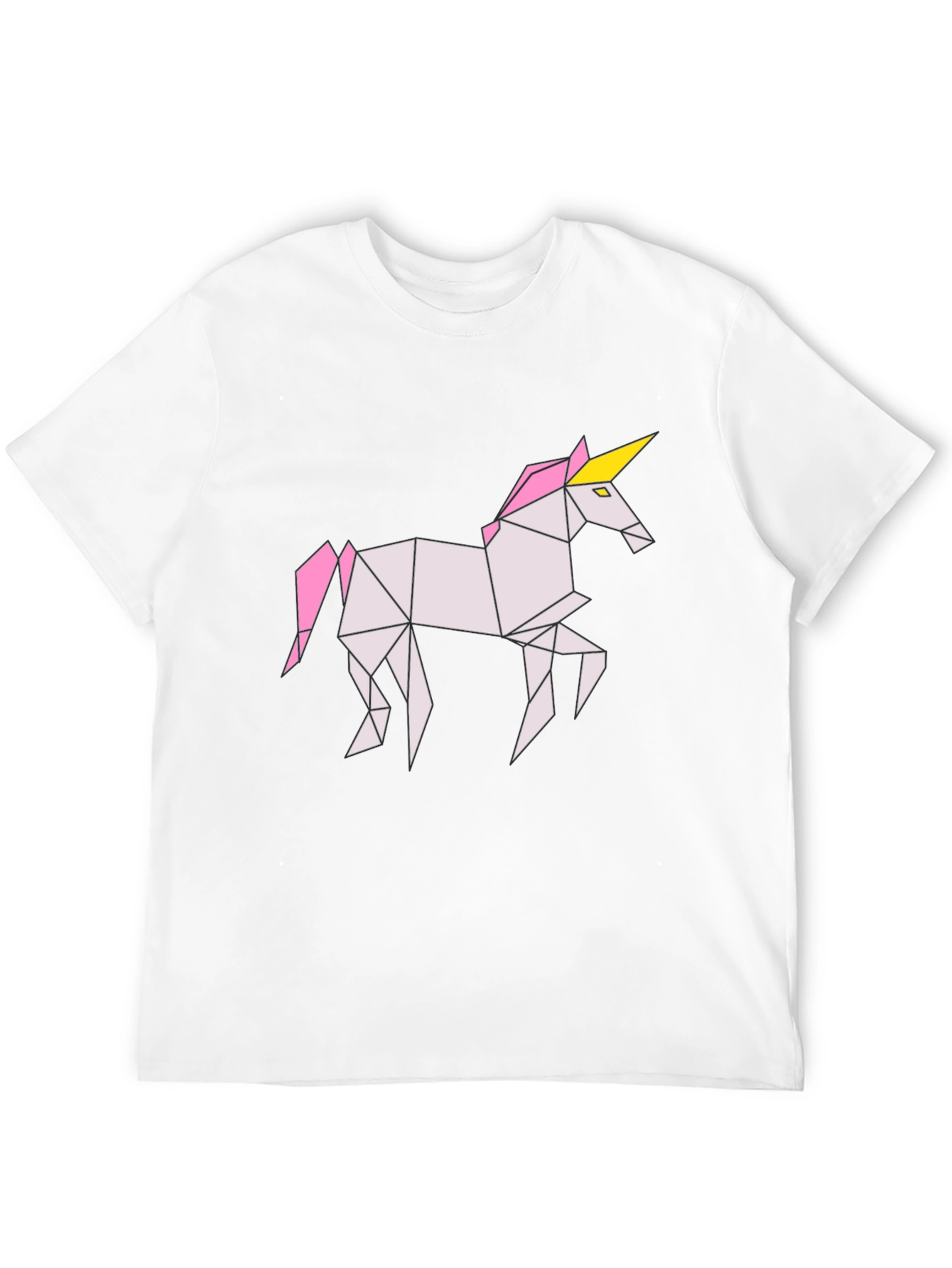 Black Geometric Unicorn Graphic Tee - Black Cotton Shirt view 12