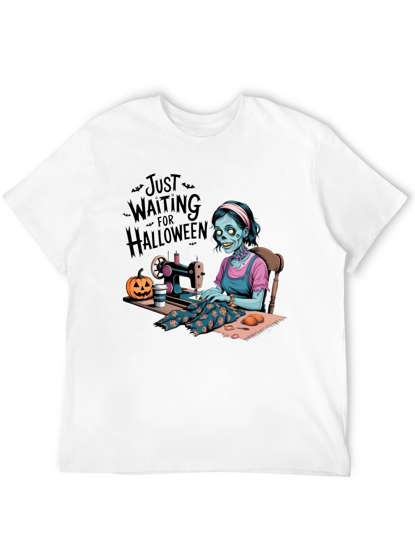 Black Zombie Halloween Seamstress T-Shirt view 12