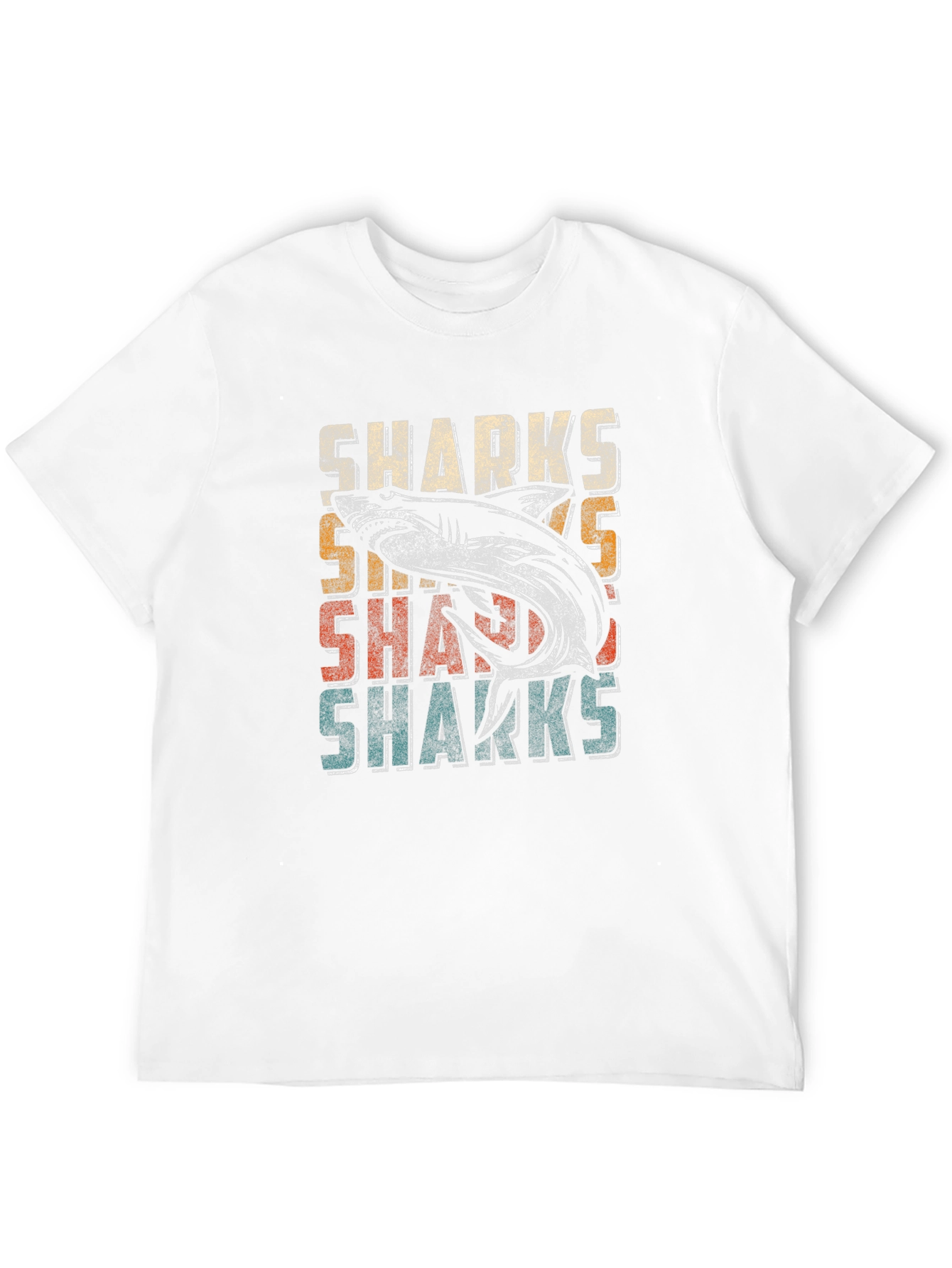 Black Vintage Sharks Graphic Men's T-Shirt - Black view 12
