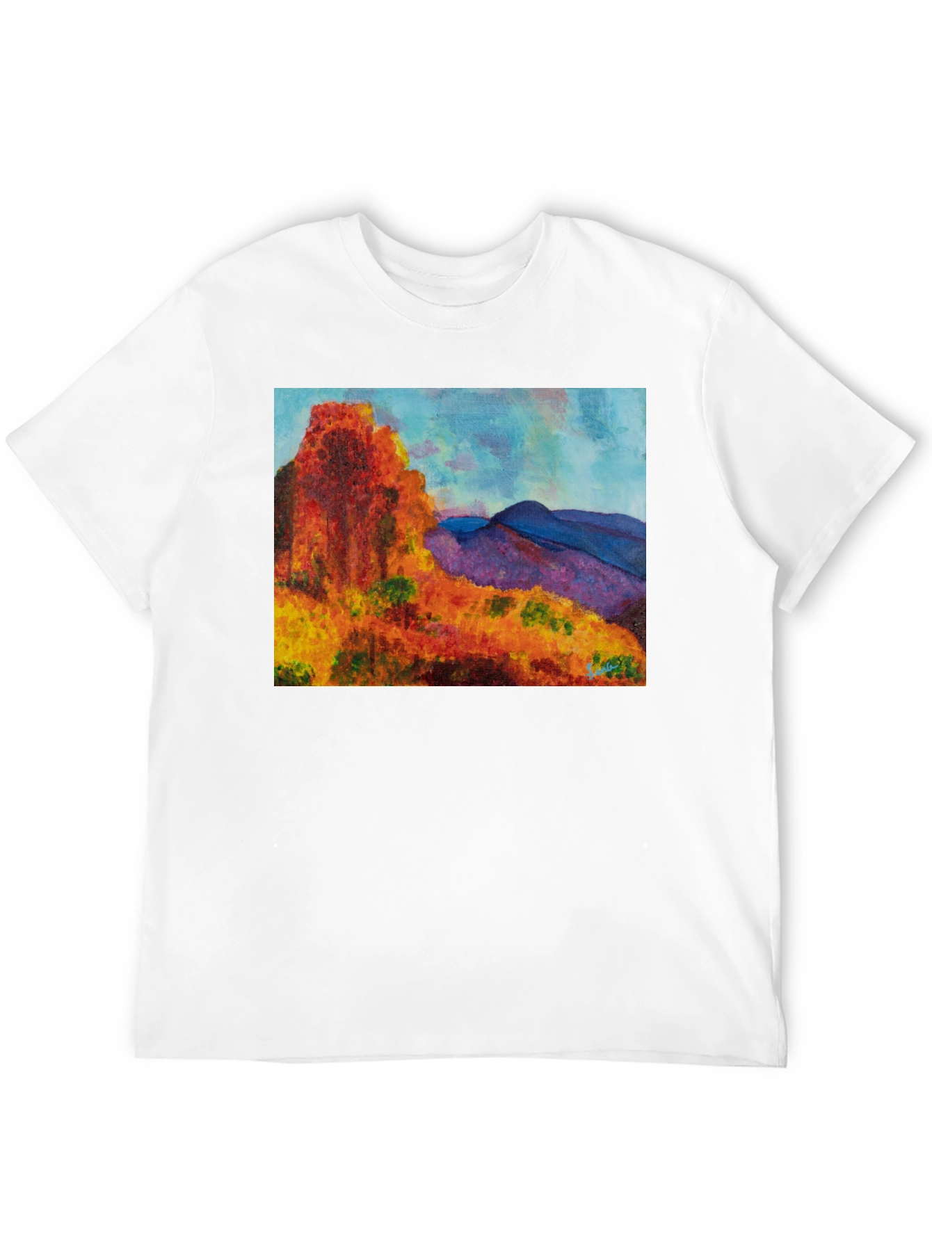 Black Scenic Mountain Print Black T-Shirt view 12