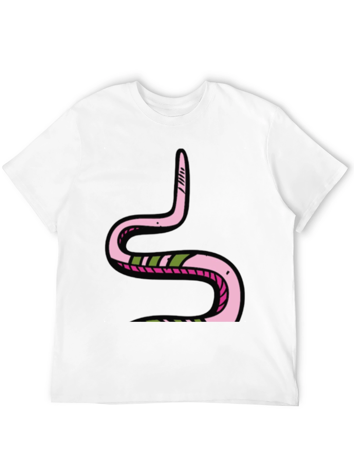 Black Pink Snake Graphic Black Tee - Fun Cartoon Style view 12