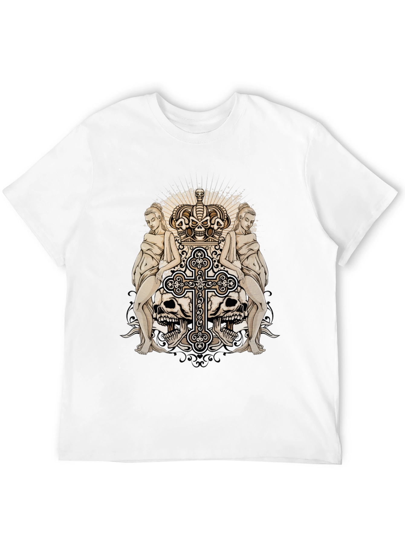 Black Skull Crown Graphic Print Black T-Shirt view 12