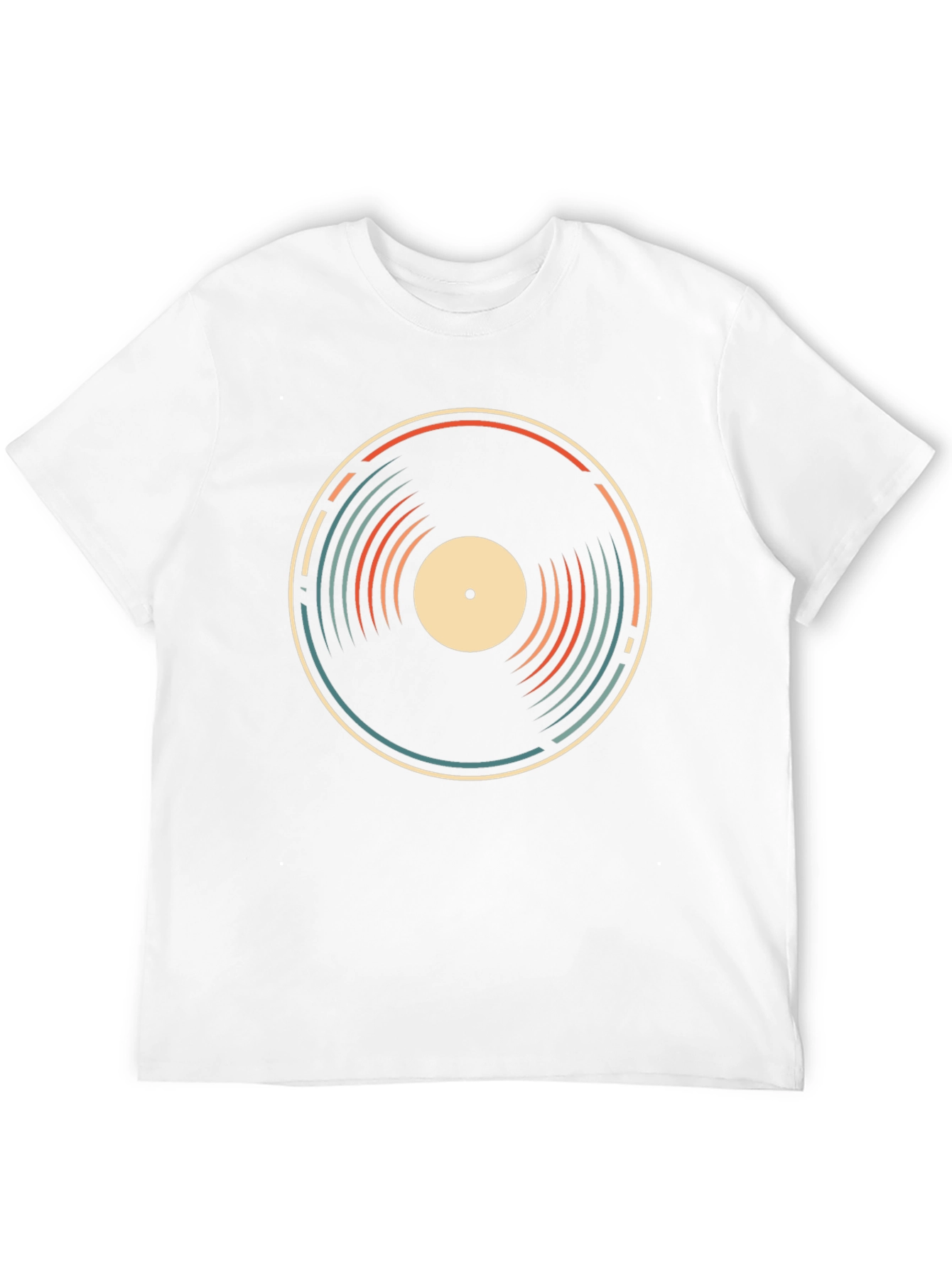 Black Retro Vinyl Record Graphic Tee - Black Cotton T-Shirt view 12