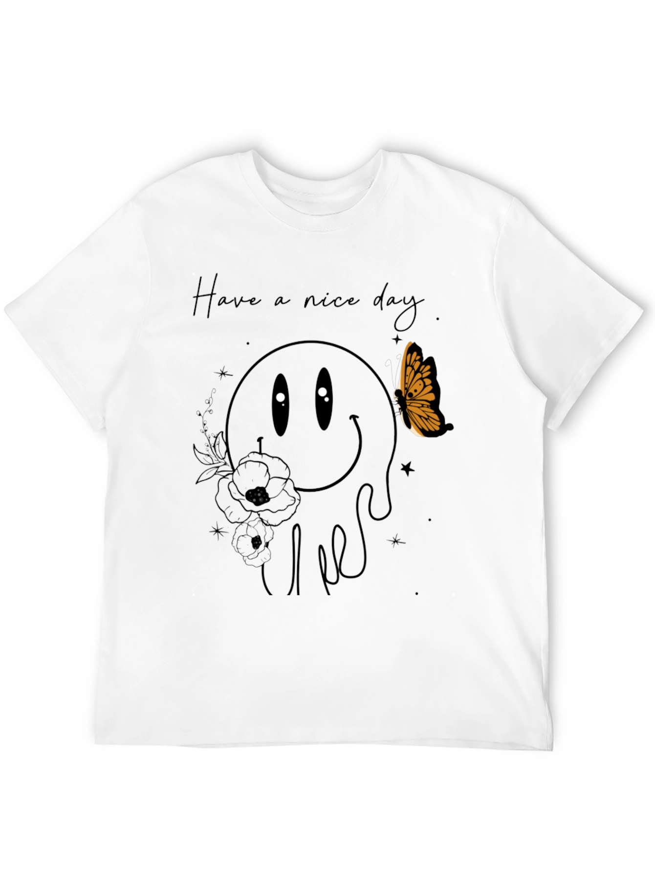 Black Have a Nice Day Smiley Face Graphic Tee - Black view 12