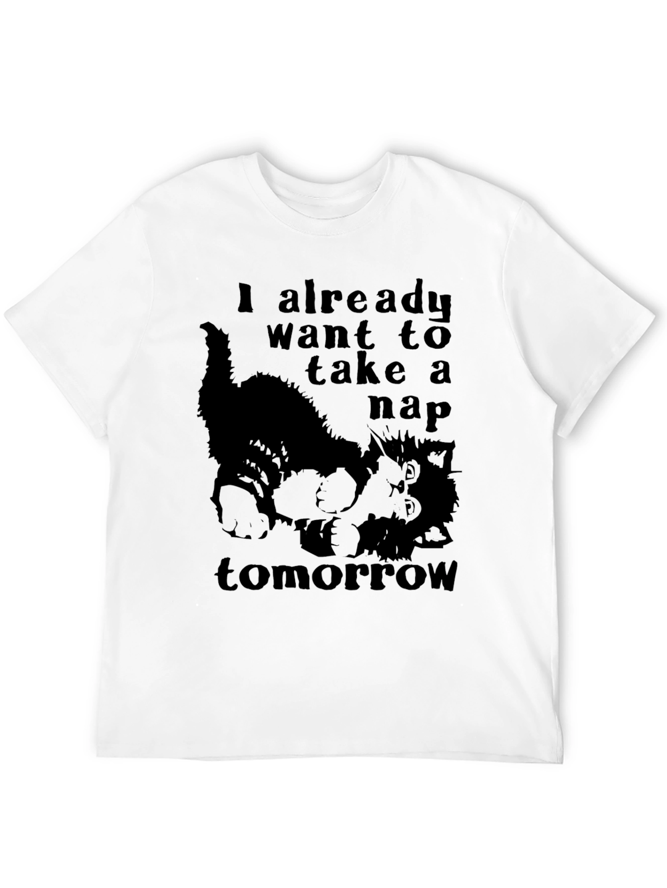 Black Funny Cat Nap T-Shirt - I Already Want to Take a Nap Tomorrow Tee view 12