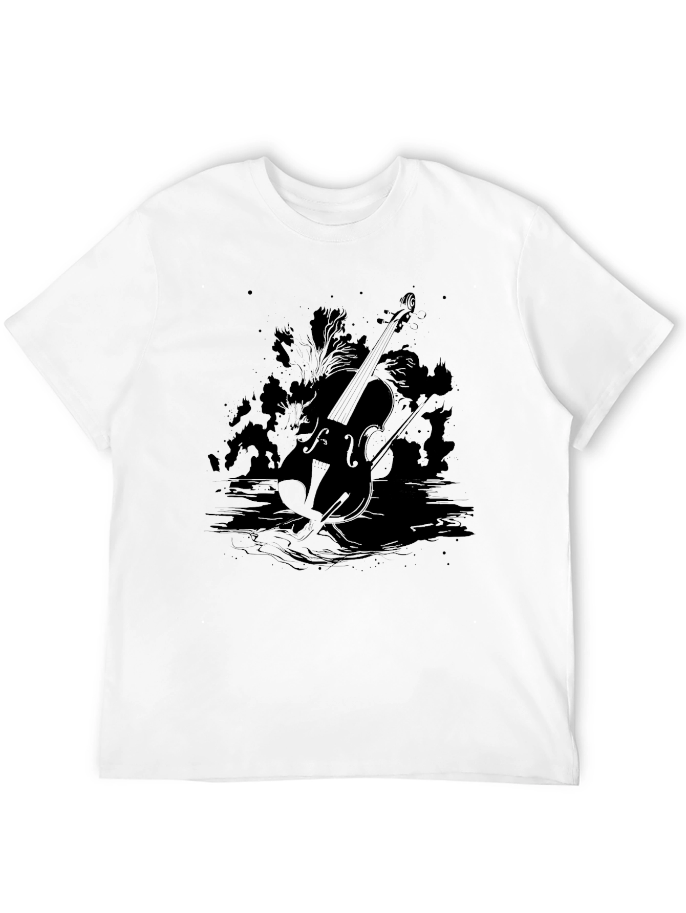 Black Violin Silhouette Graphic T-Shirt - Black view 12