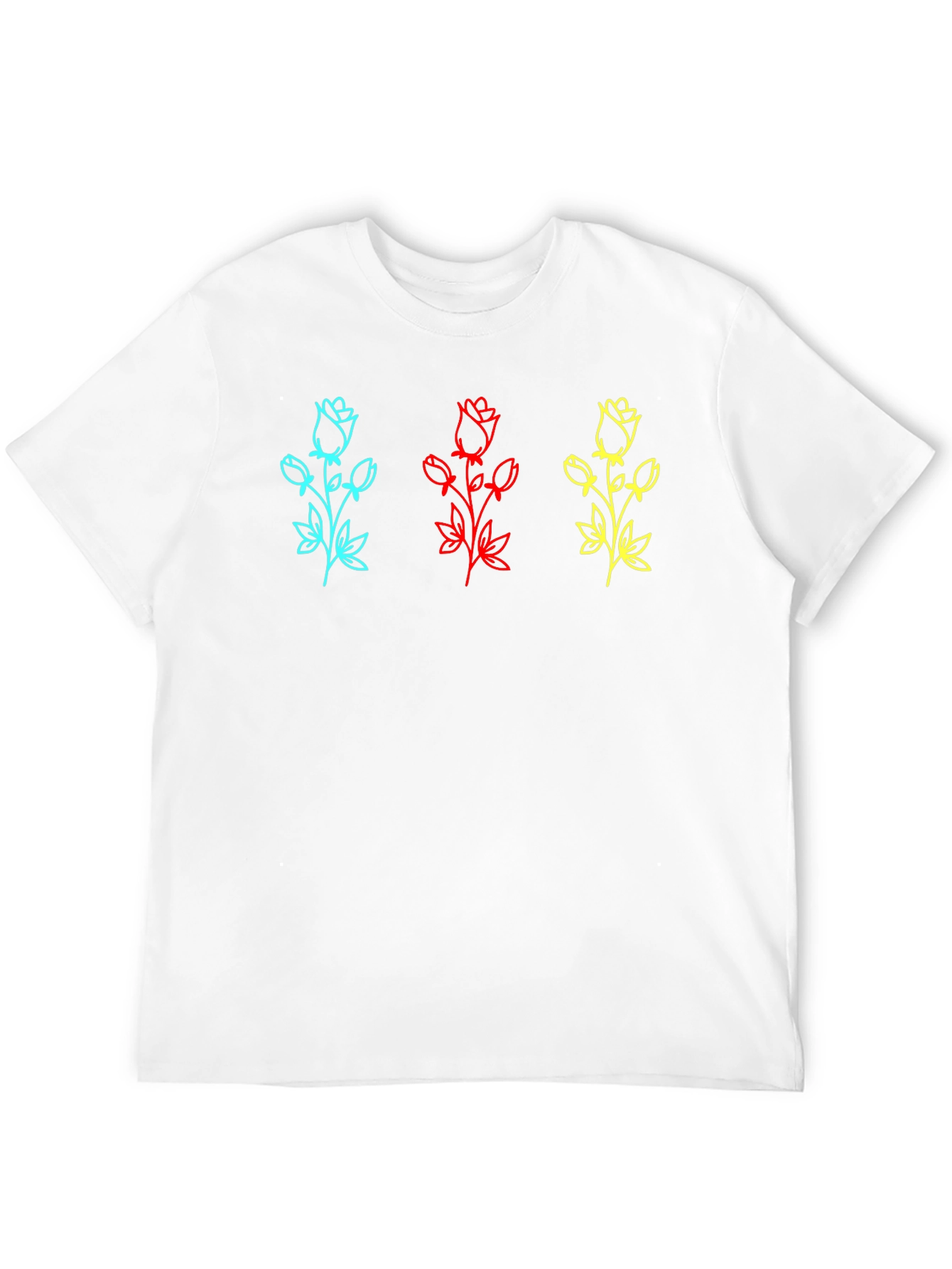 Black Floral Rose Print T-Shirt - Vivid Colors view 12