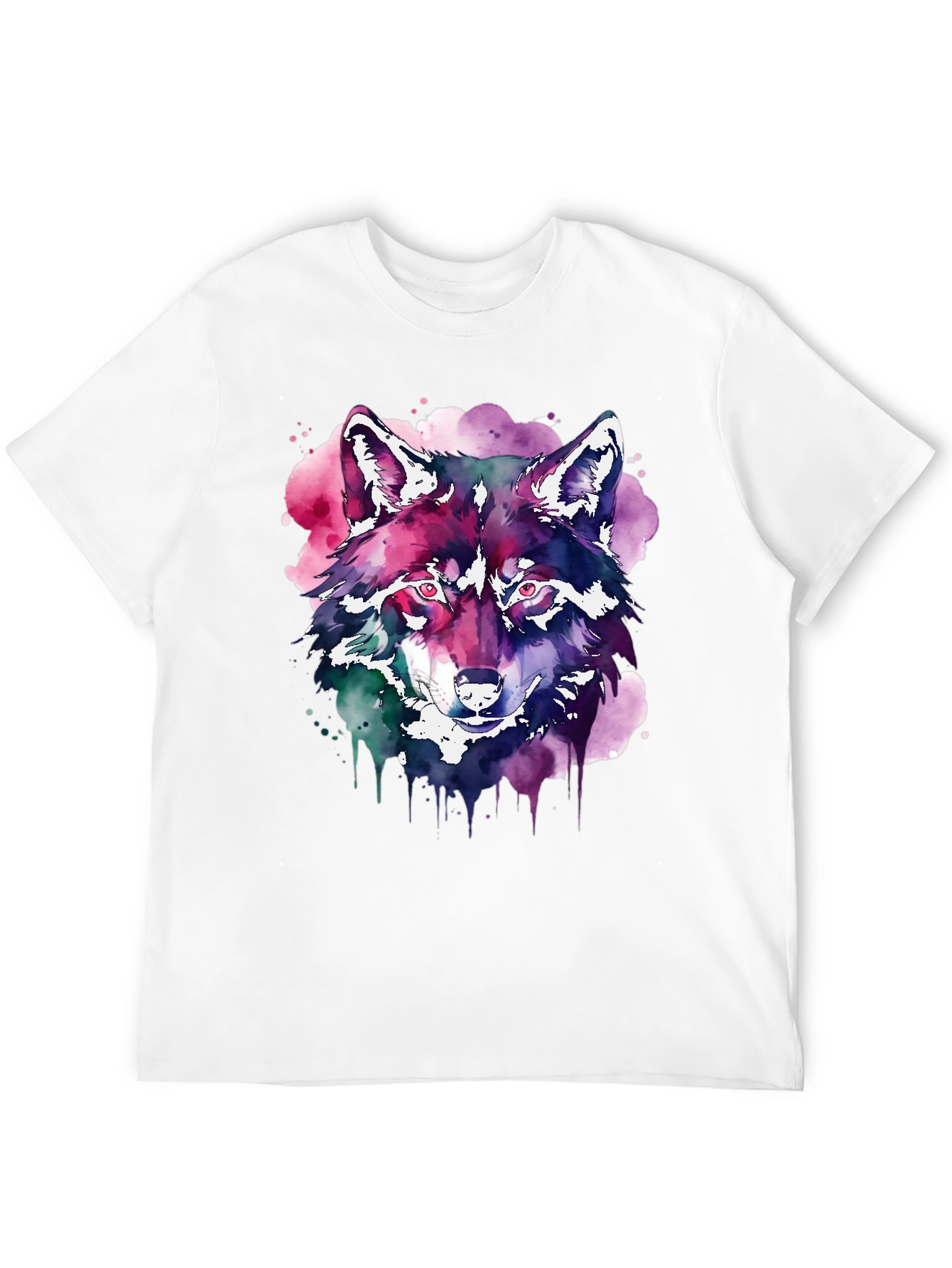 Black Watercolor Wolf Graphic T-Shirt - Black view 12