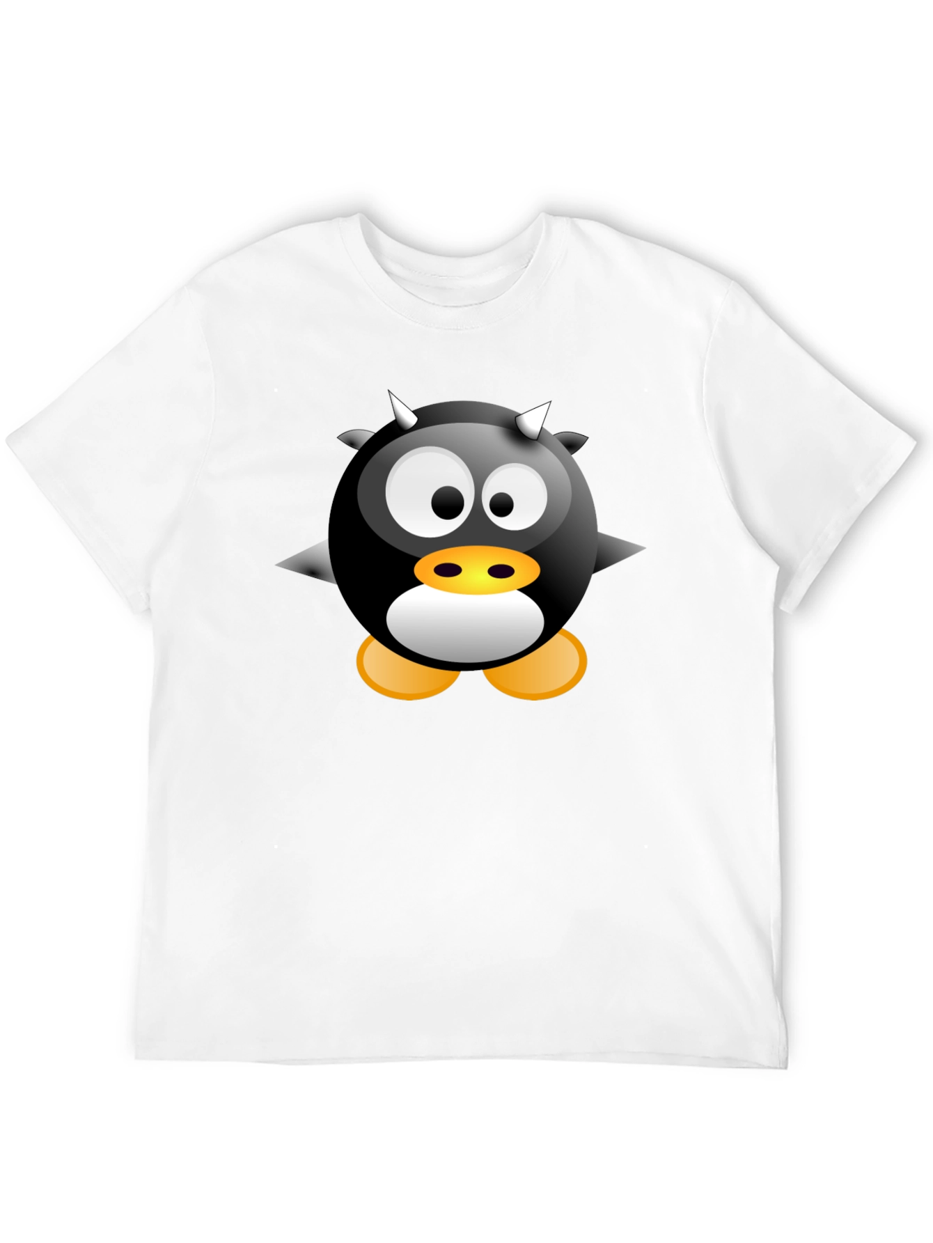 Black Cartoon Devil Penguin Graphic Tee - Black T-Shirt view 12