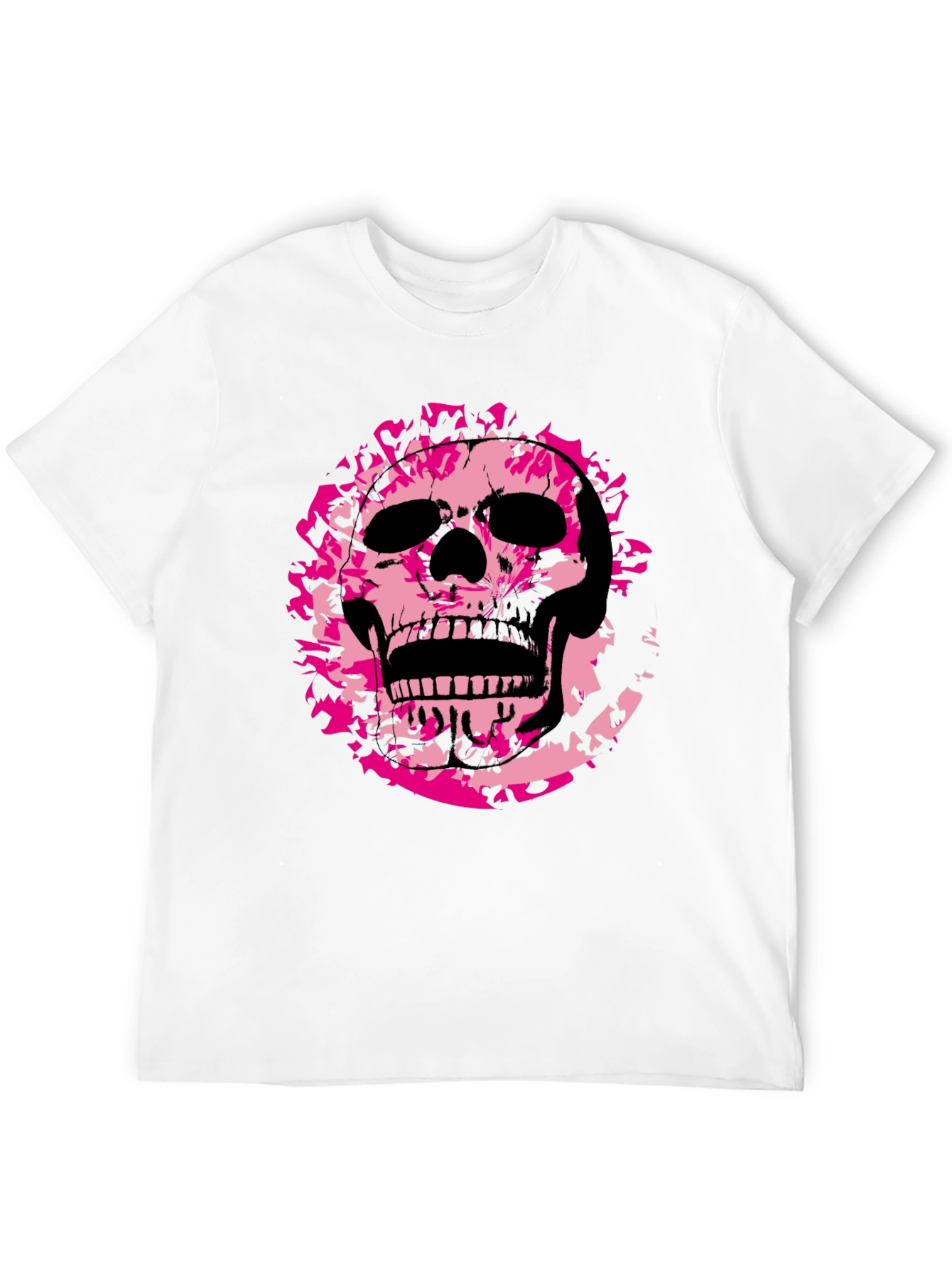 Black Edgy Pink Skull Graphic Black T-Shirt view 12