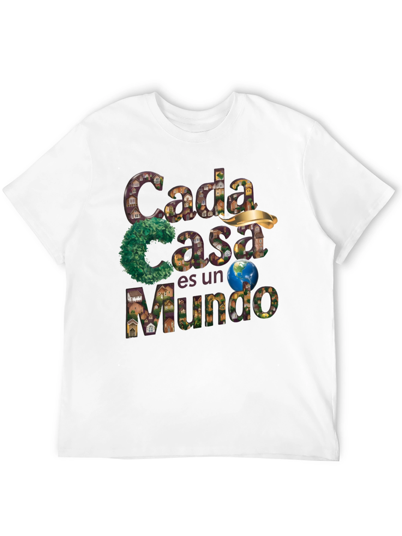 Black Unique Graphic T-Shirt - "Cada Casa es un Mundo" Design view 12