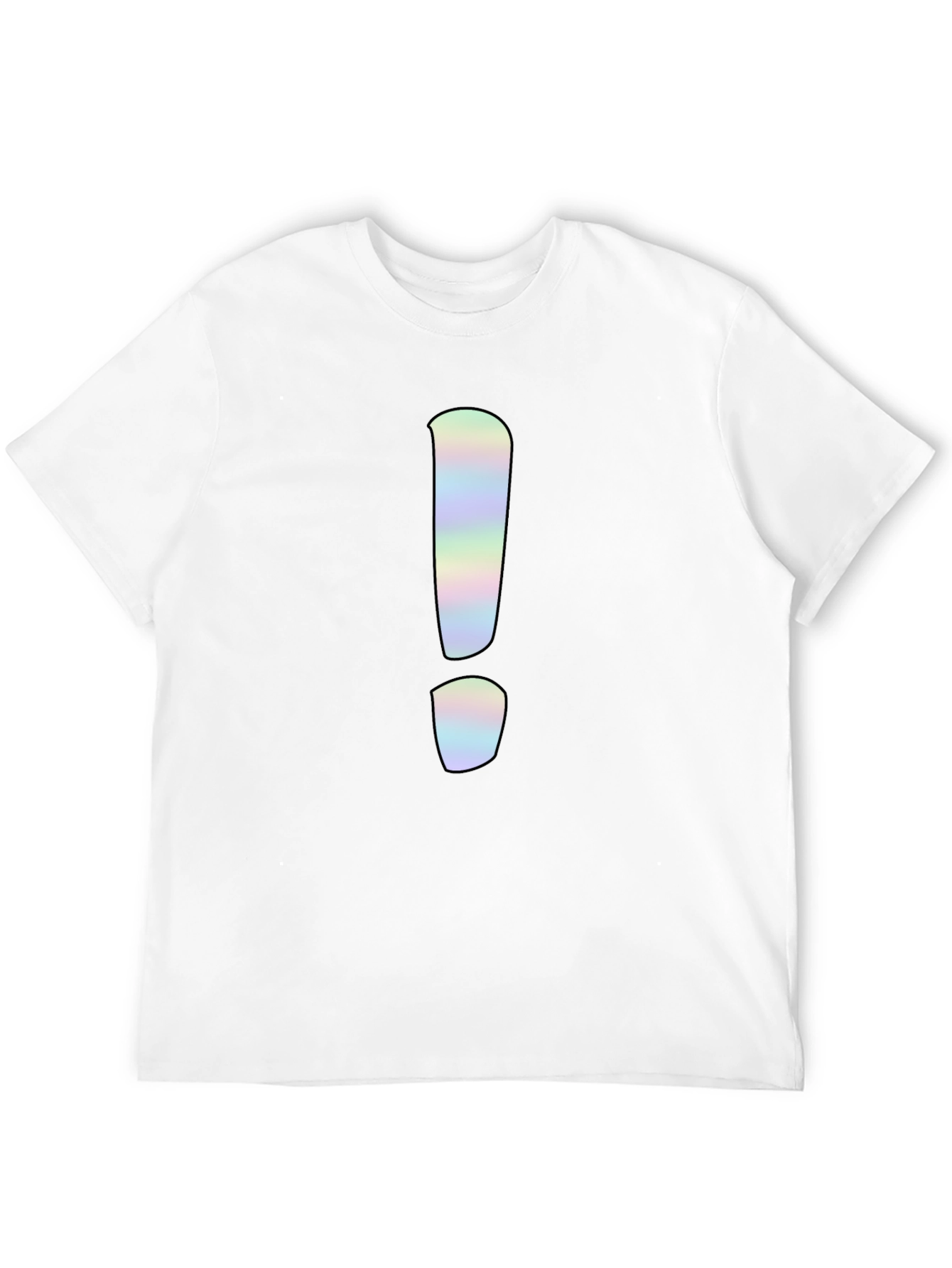 Black Statement Tee: Holographic Exclamation Point Graphic Shirt view 12