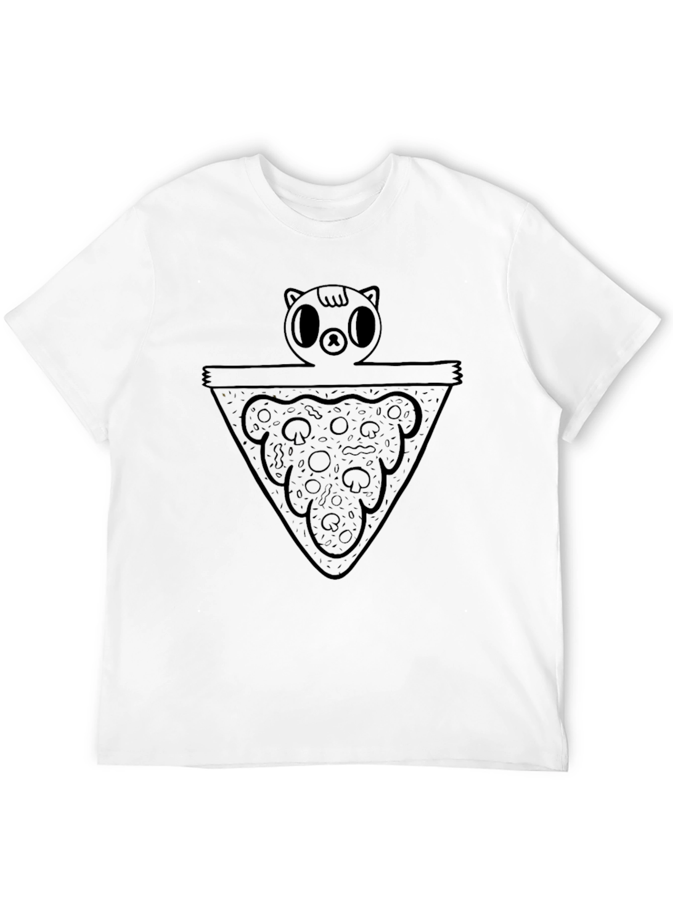 Black Pizza Cat Graphic Black Tee view 12