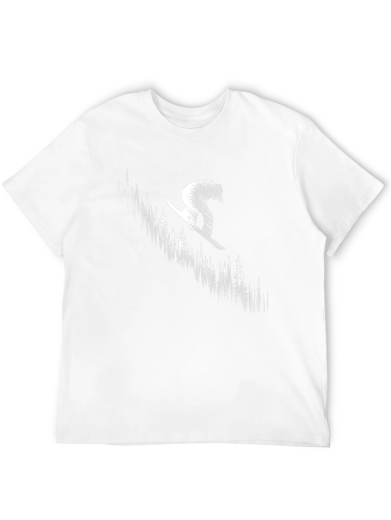 Black Skier Forest Graphic Tee - Black Cotton T-Shirt view 12