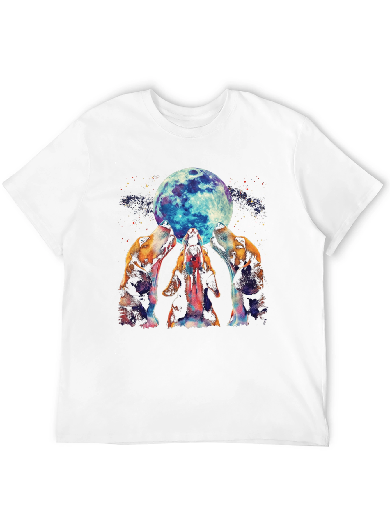 Black Dog Howling at Moon Graphic Tee - Black Cotton Blend view 12