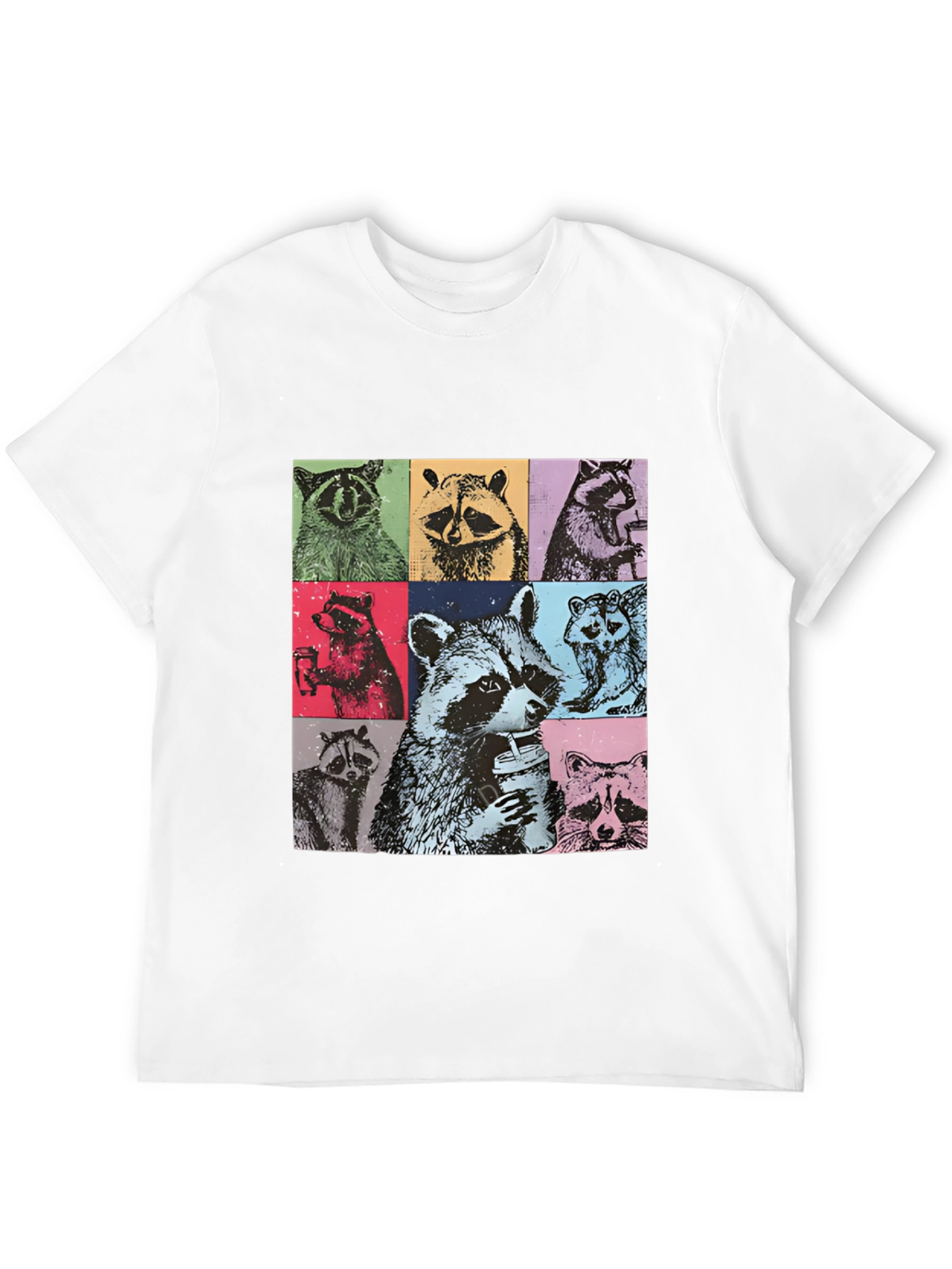 Black Raccoon Collage Graphic Tee - Novelty Design view 12