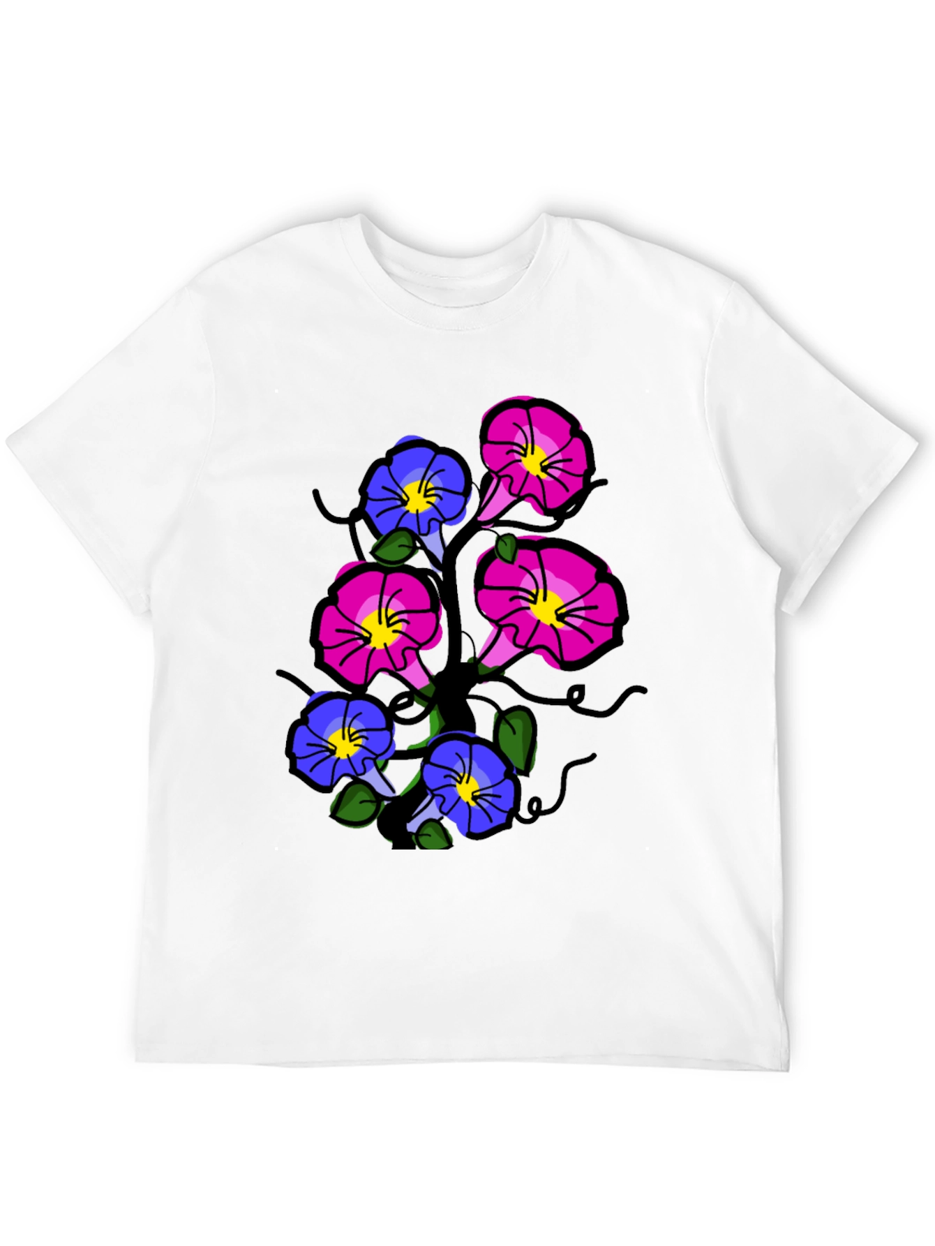 Black Floral Print T-Shirt - Unique Flower Design view 12