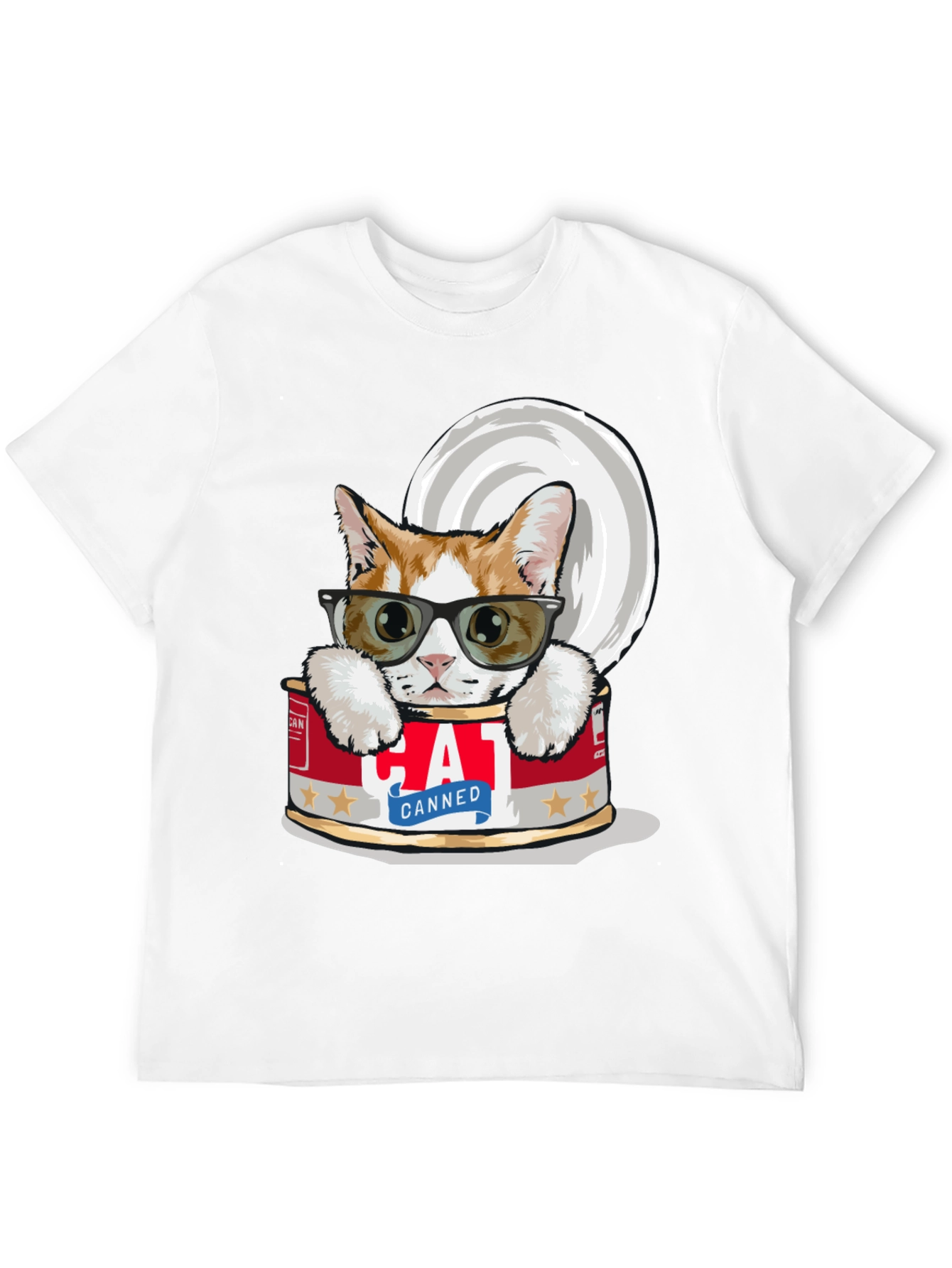 Black Canned Cat T-Shirt - Funny Graphic Tee view 12